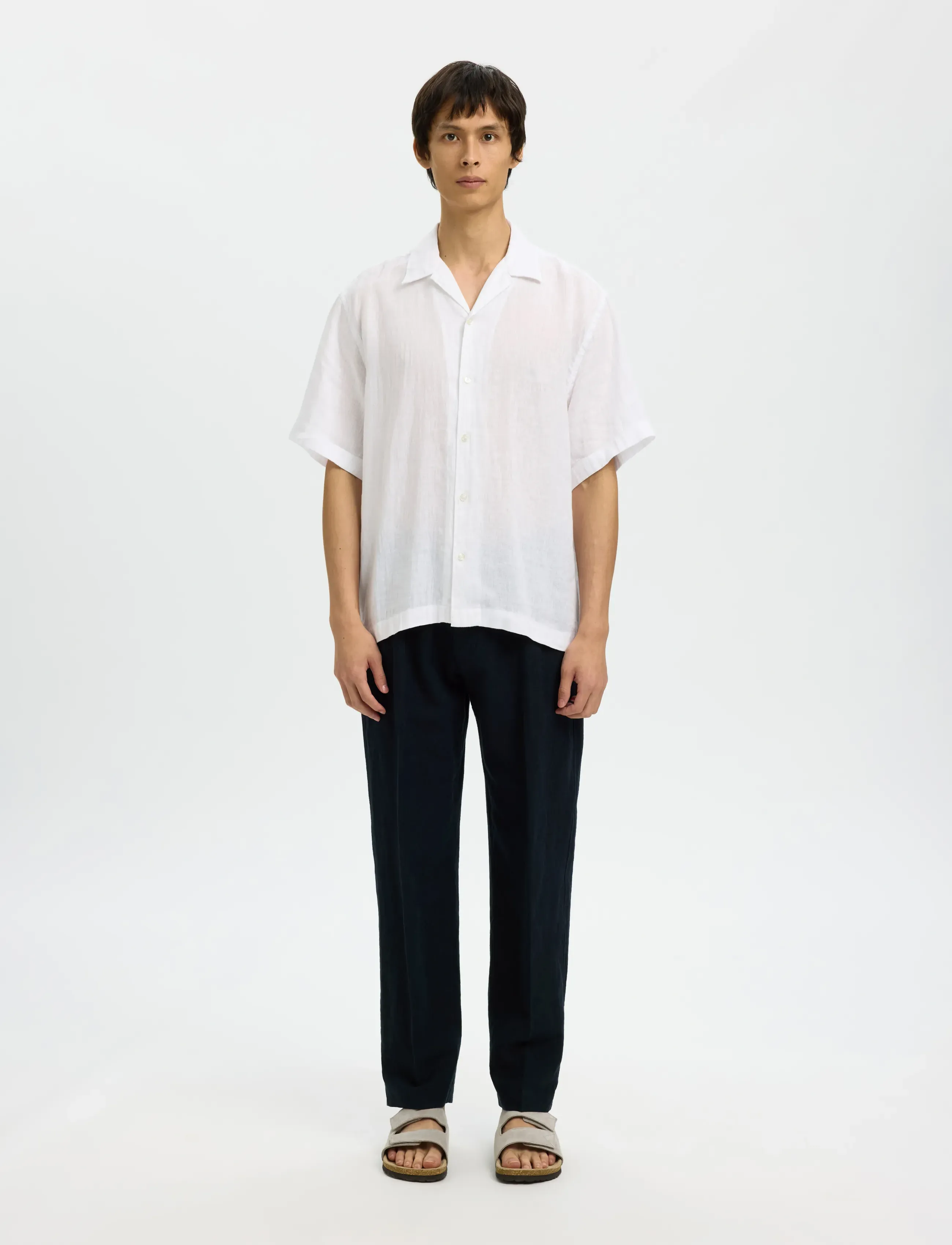 Selected - SLM196-STRAIGHT LEROY LINEN BLD PNT NOOS - hørbukser - sky captain - 3