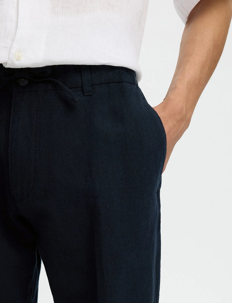 Selected - SLM196-STRAIGHT LEROY LINEN BLD PNT NOOS - pantalons en lin - sky captain - 4