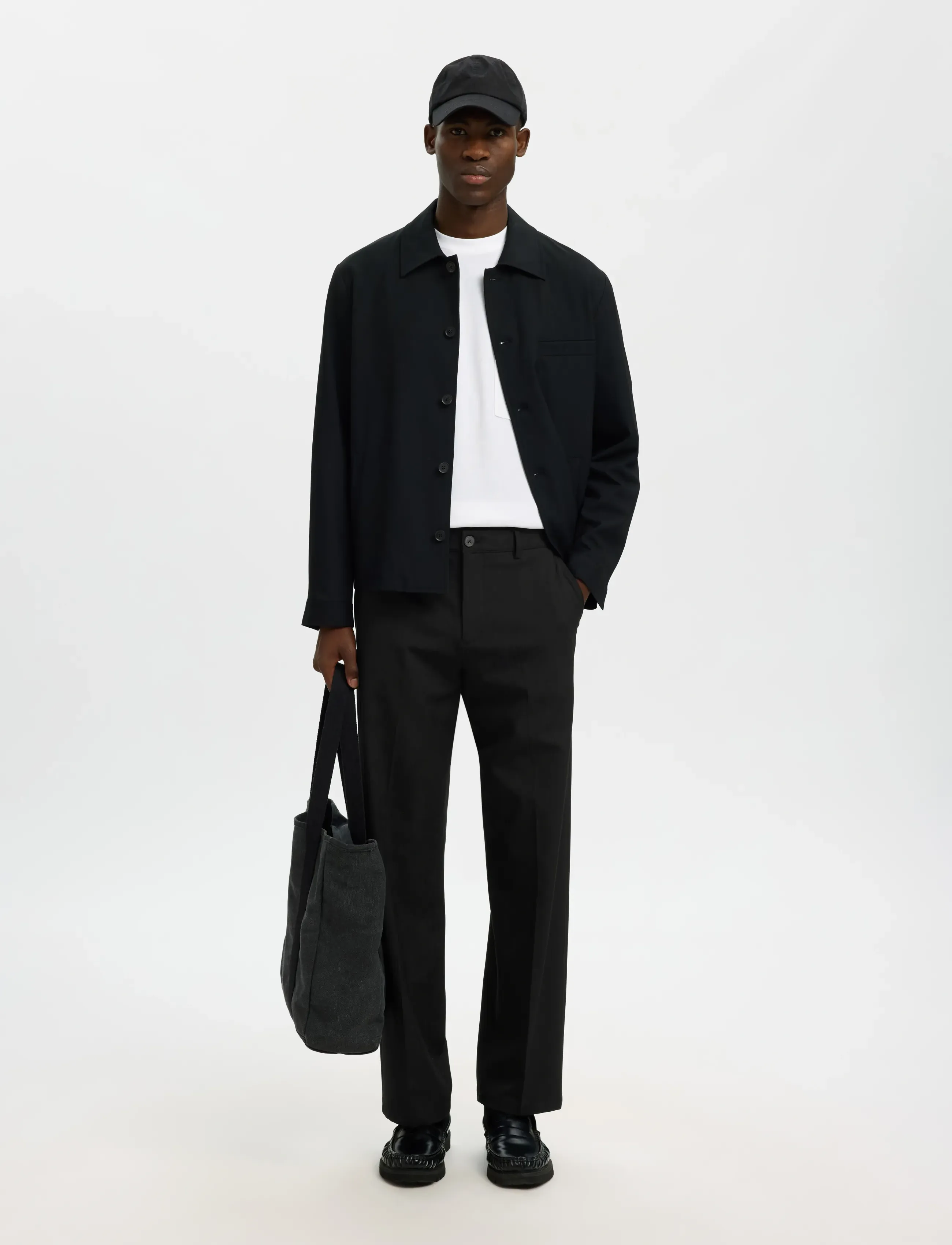 Selected - SLM220-LOOSE ROBERT FLEX PANT NOOS - kasdienio stiliaus kelnės - black - 5
