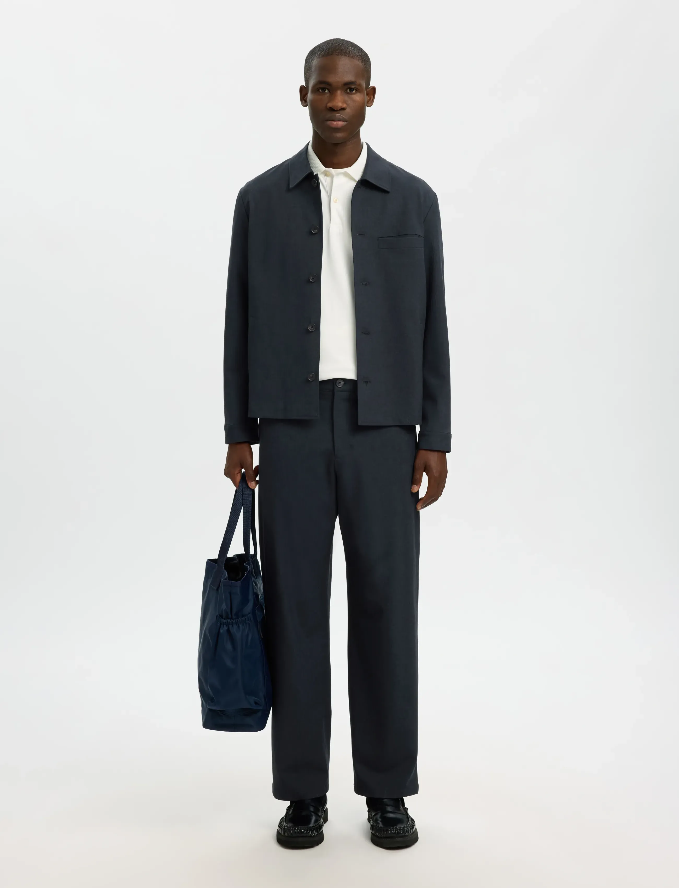 Selected - SLM220-LOOSE ROBERT FLEX PANT NOOS - vabaaja püksid - dark sapphire - 5