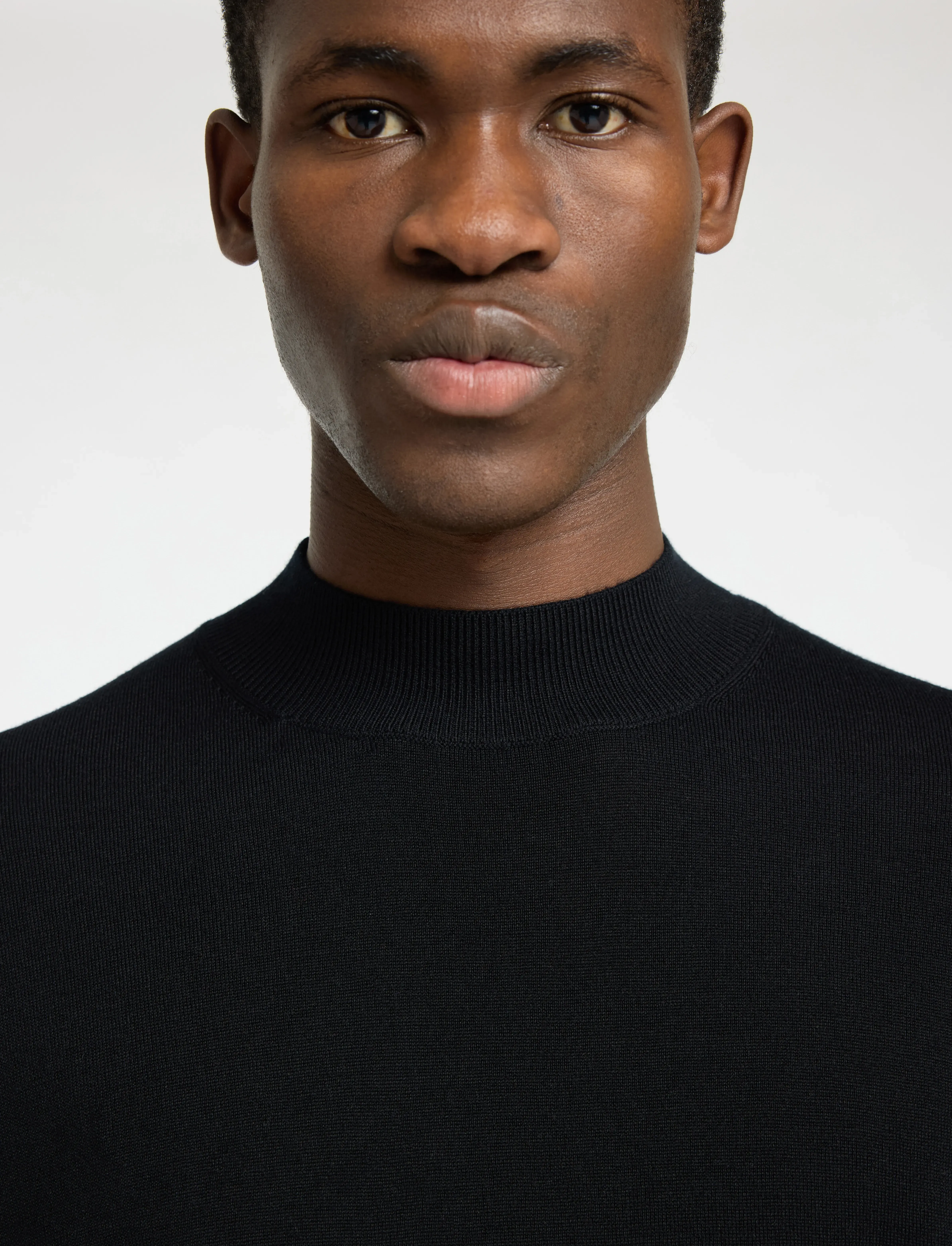 Selected - SLHTRAY LS KNIT MERINO MOCK NECK NOOS - black - 5