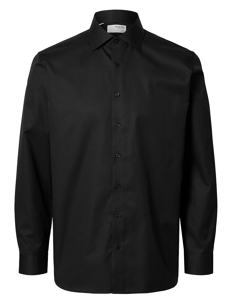 Selected - SLHSLIM-ETHAN SHIRT LS SPREAD NOOS - casual skjorter - black - 1