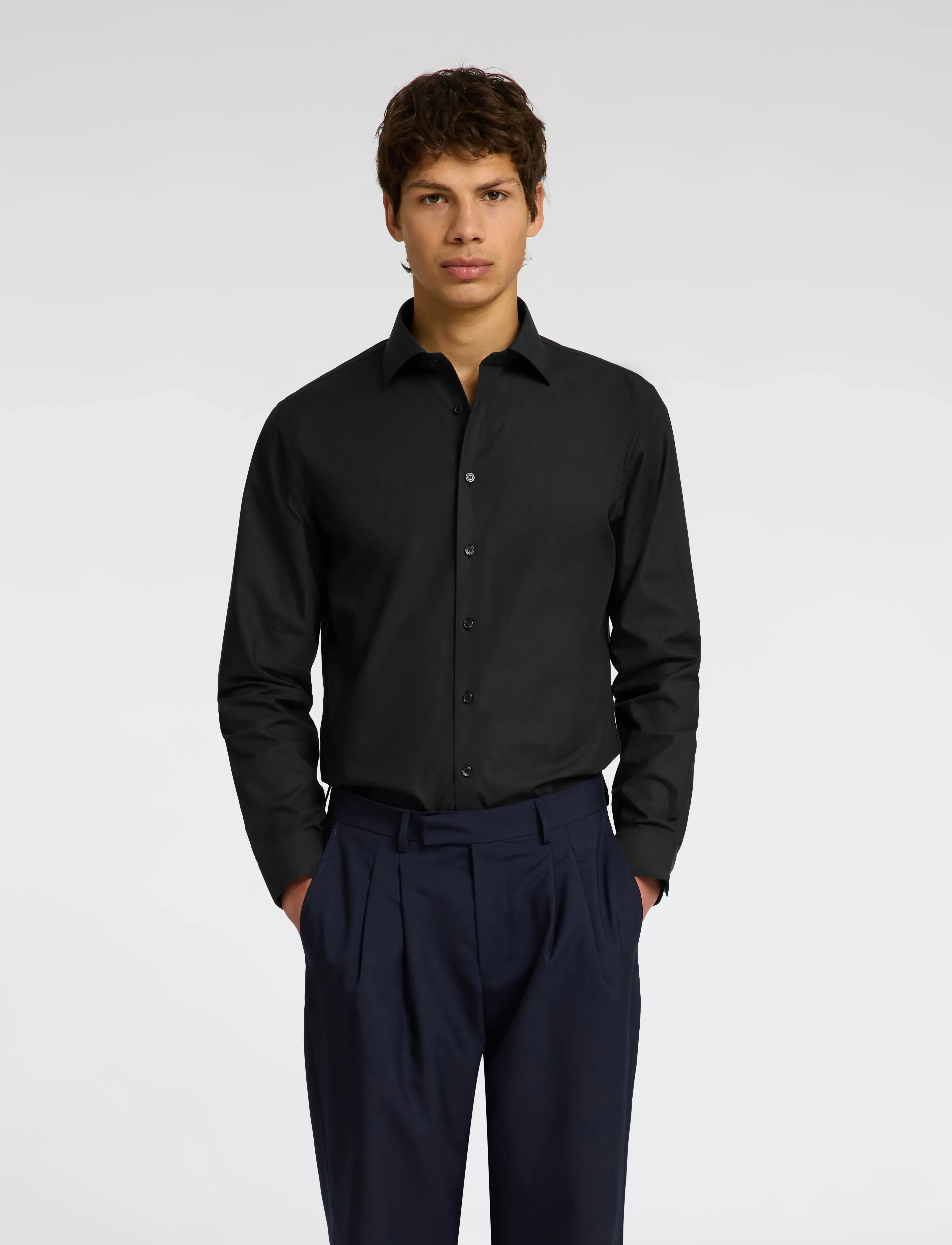 Selected SLHSLIM-ETHAN SHIRT LS SPREAD NOOS - Skjorter - BLACK / black