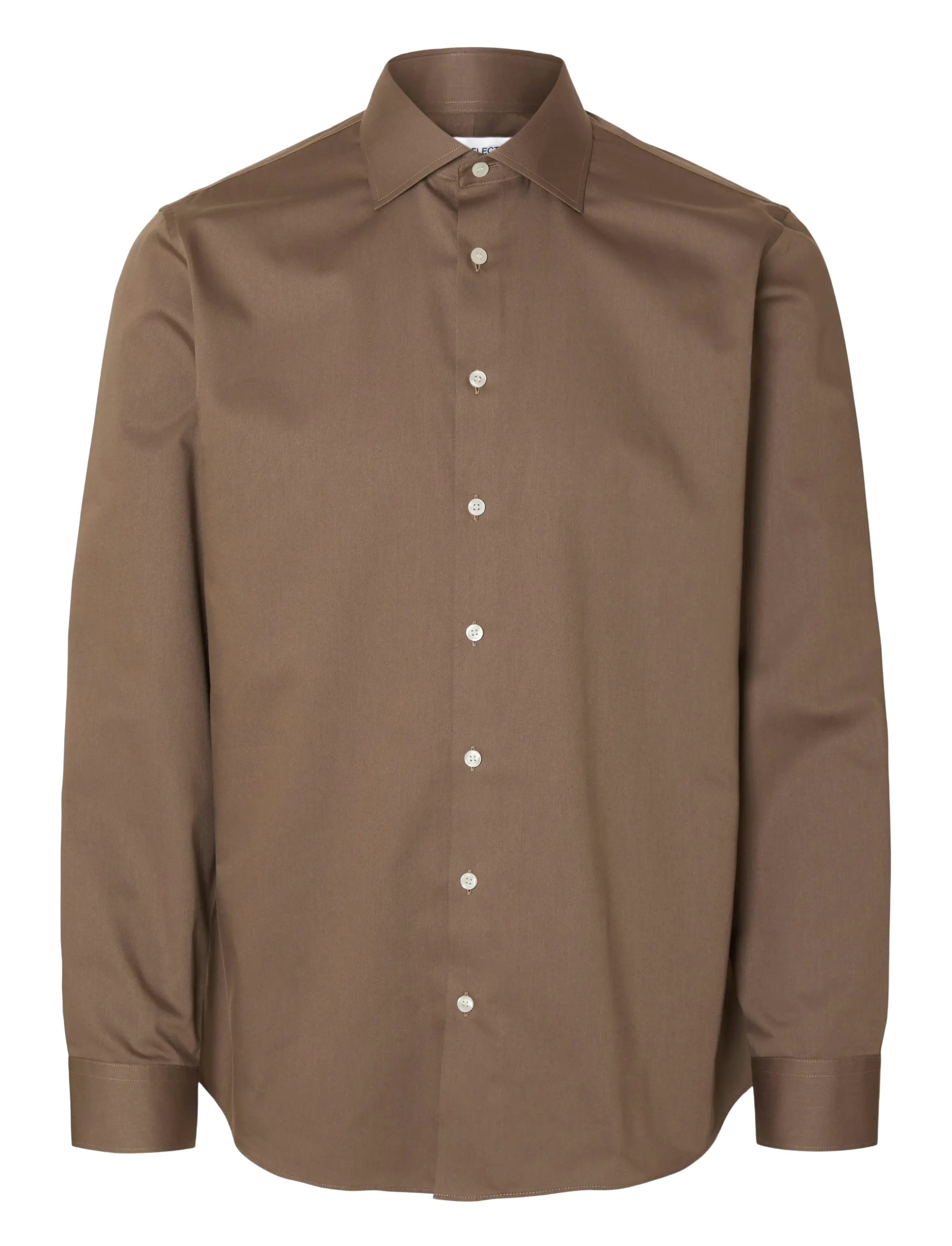 SELECTED Slhslim-Ethan Shirt Ls Spread Noos Braun - S - Herren