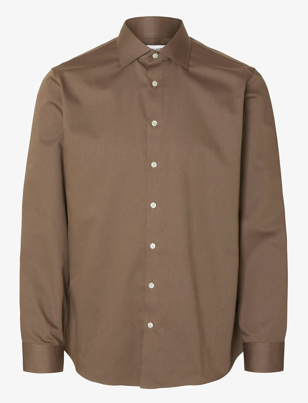 Selected - SLHSLIM-ETHAN SHIRT LS SPREAD NOOS - casual skjortor - chocolate brown - 0