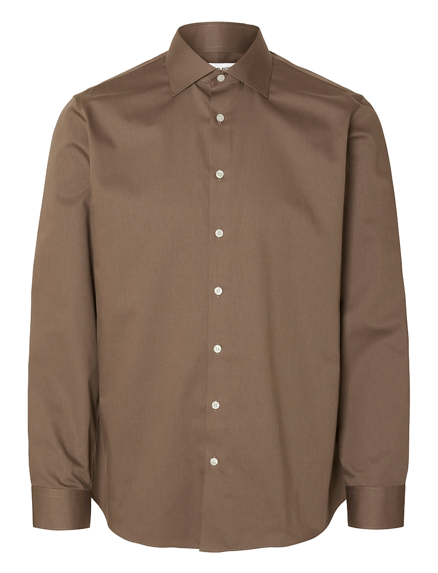 Selected - SLHSLIM-ETHAN SHIRT LS SPREAD NOOS - chemises décontractées - chocolate brown - 0
