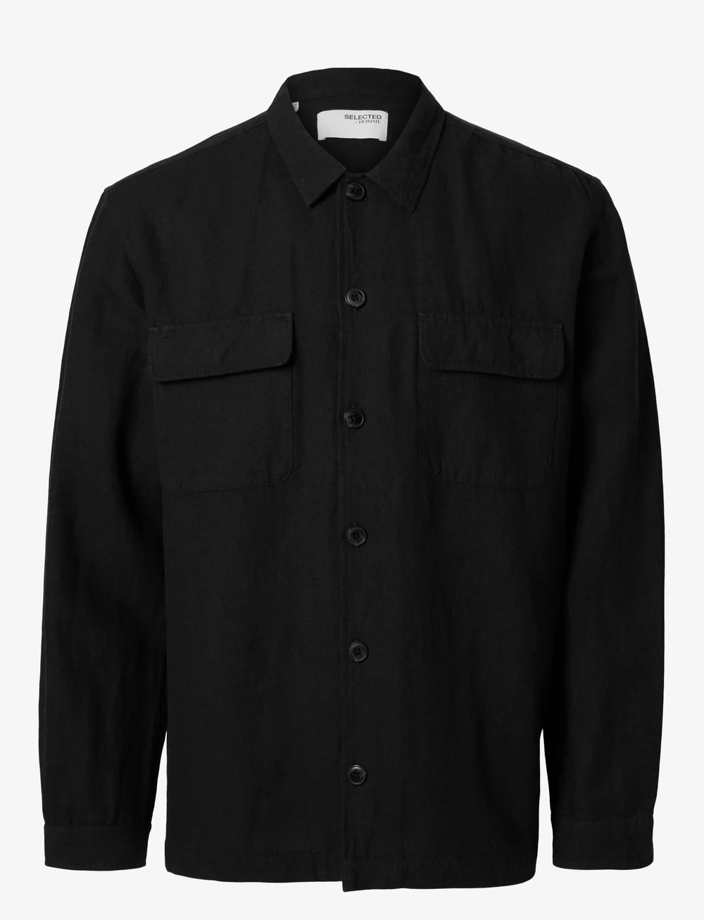 Selected - SLH-LEROY LINEN BLEND OVERSHIRT LS NOOS - kollektioner - black - 1