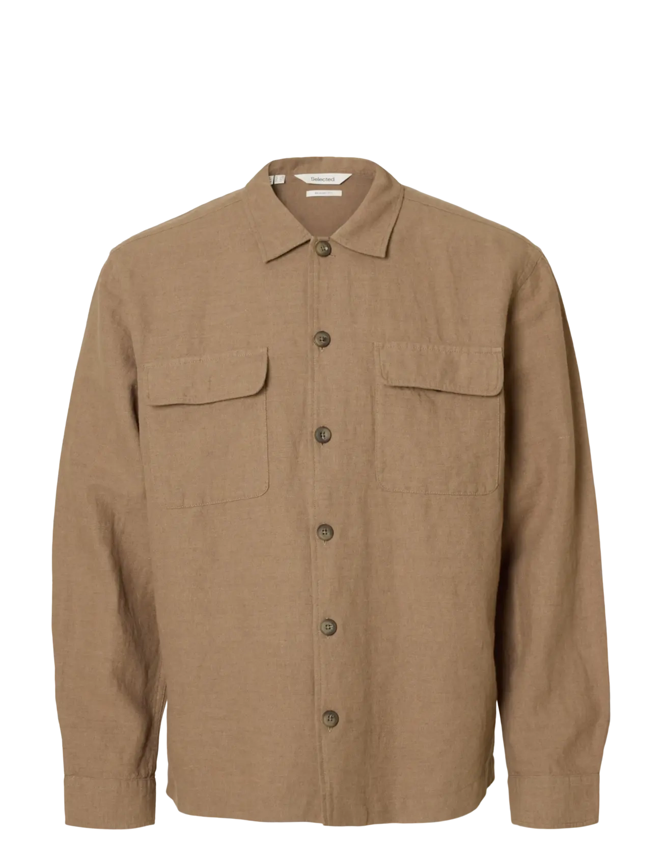 Selected SLM-LEROY LINEN BLEND OVERSHIRT LS NOOS - Tøj - CARIBOU / beige