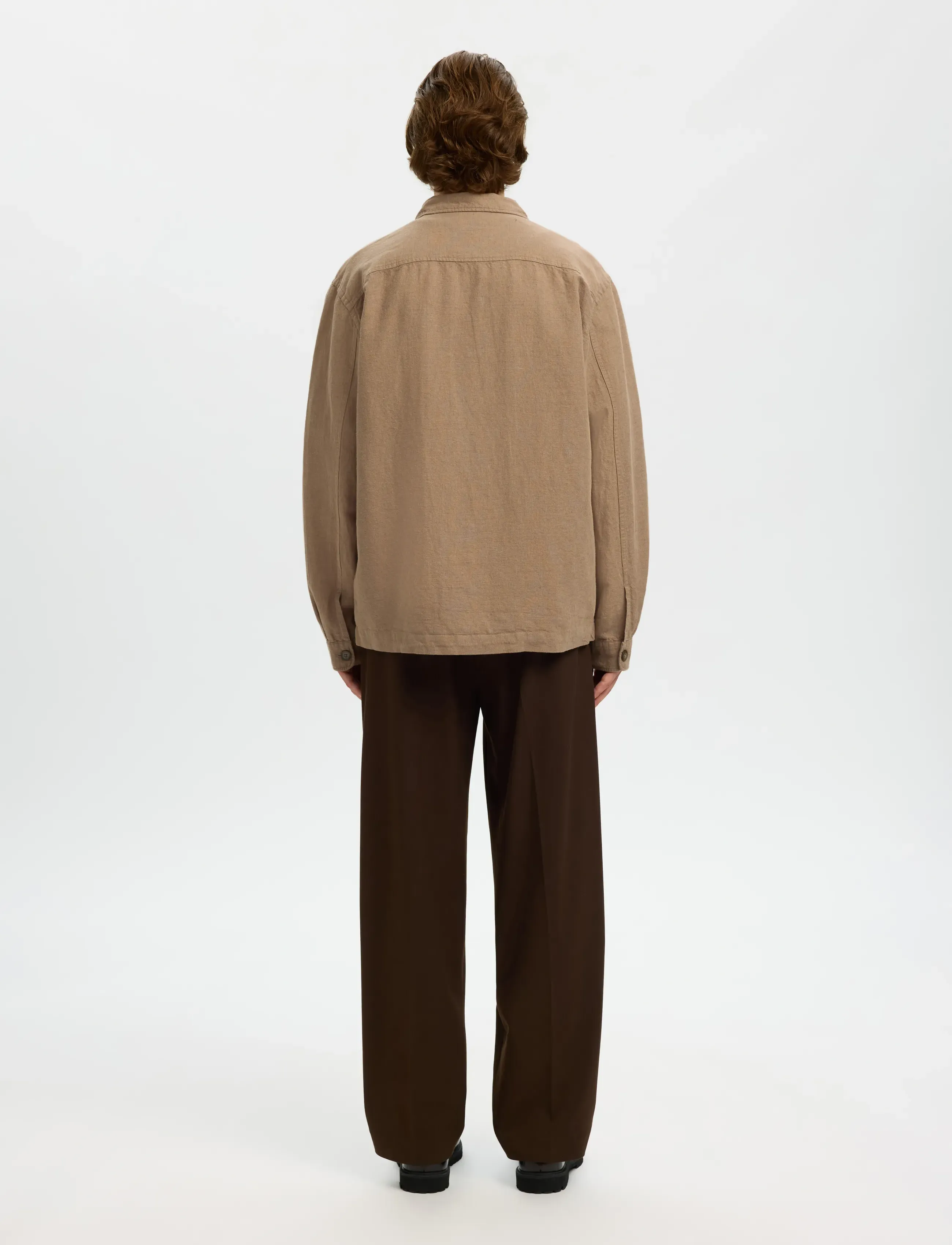 Selected - SLM-LEROY LINEN BLEND OVERSHIRT LS NOOS - feriefavoritter - caribou - 2