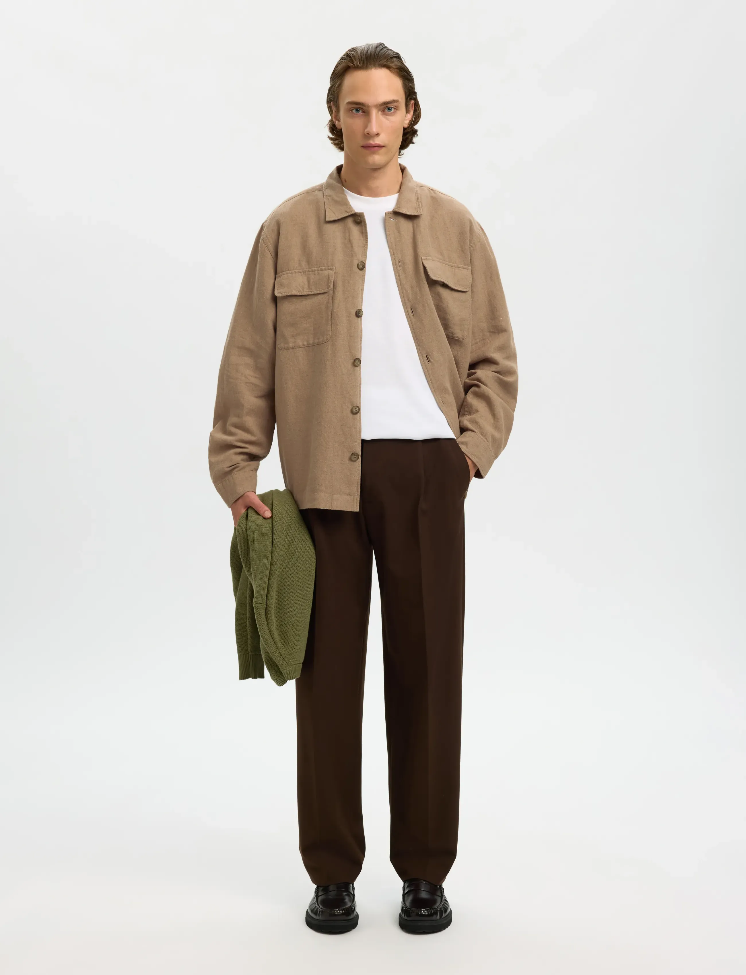 Selected - SLM-LEROY LINEN BLEND OVERSHIRT LS NOOS - feriefavoritter - caribou - 5