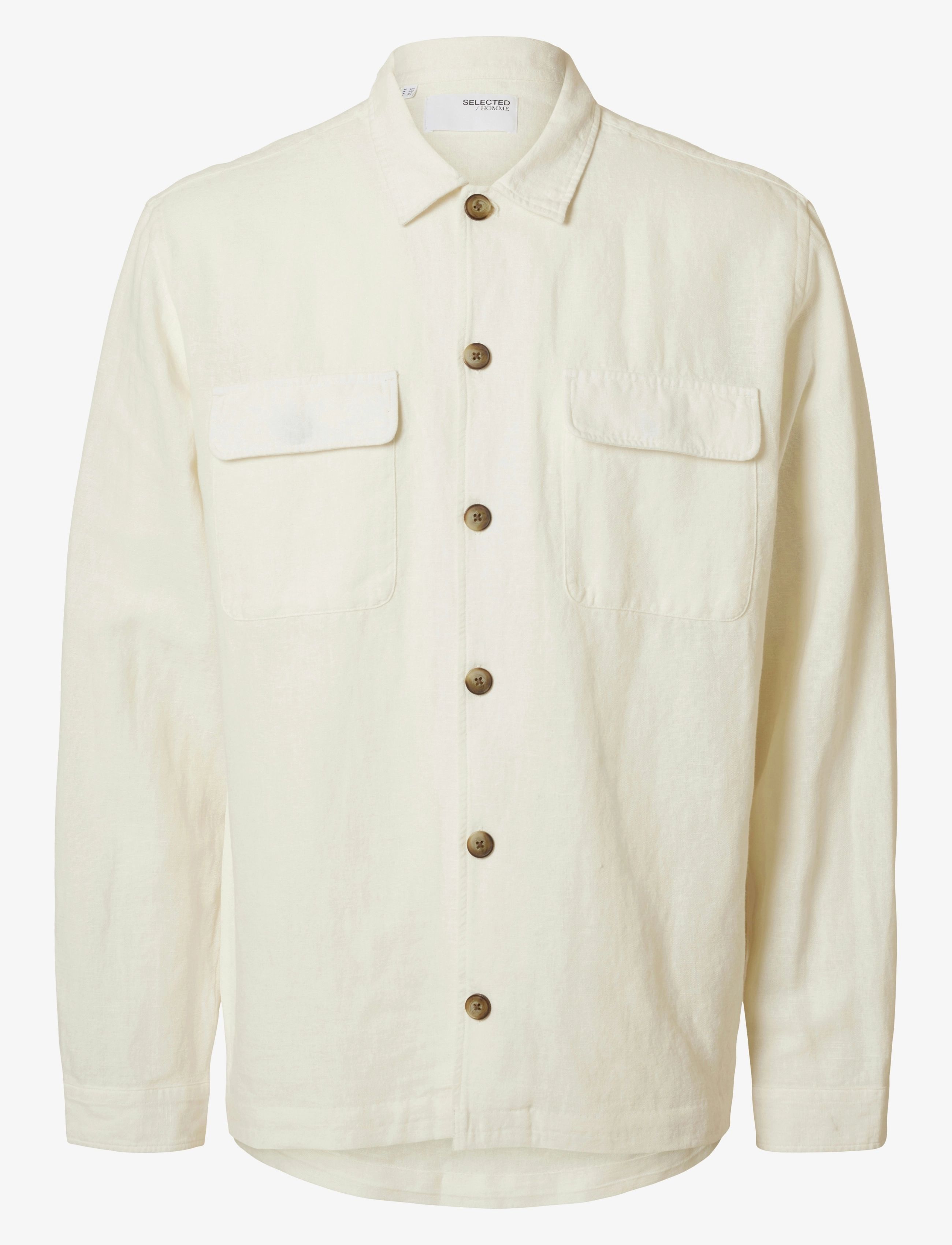 SELECTED Slmotto Leroy Linen Blend Overshirt Noos Cream - M - Herren