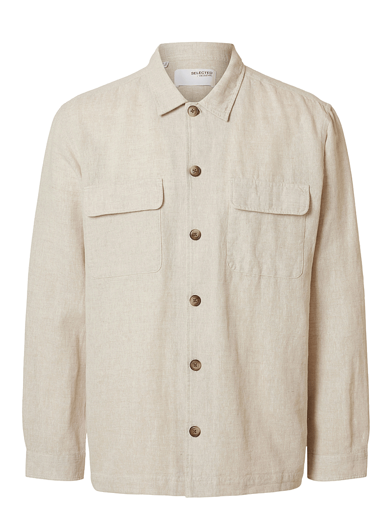 Selected - SLM-LEROY LINEN BLEND OVERSHIRT LS NOOS - kollektsioonid - pure cashmere - 1