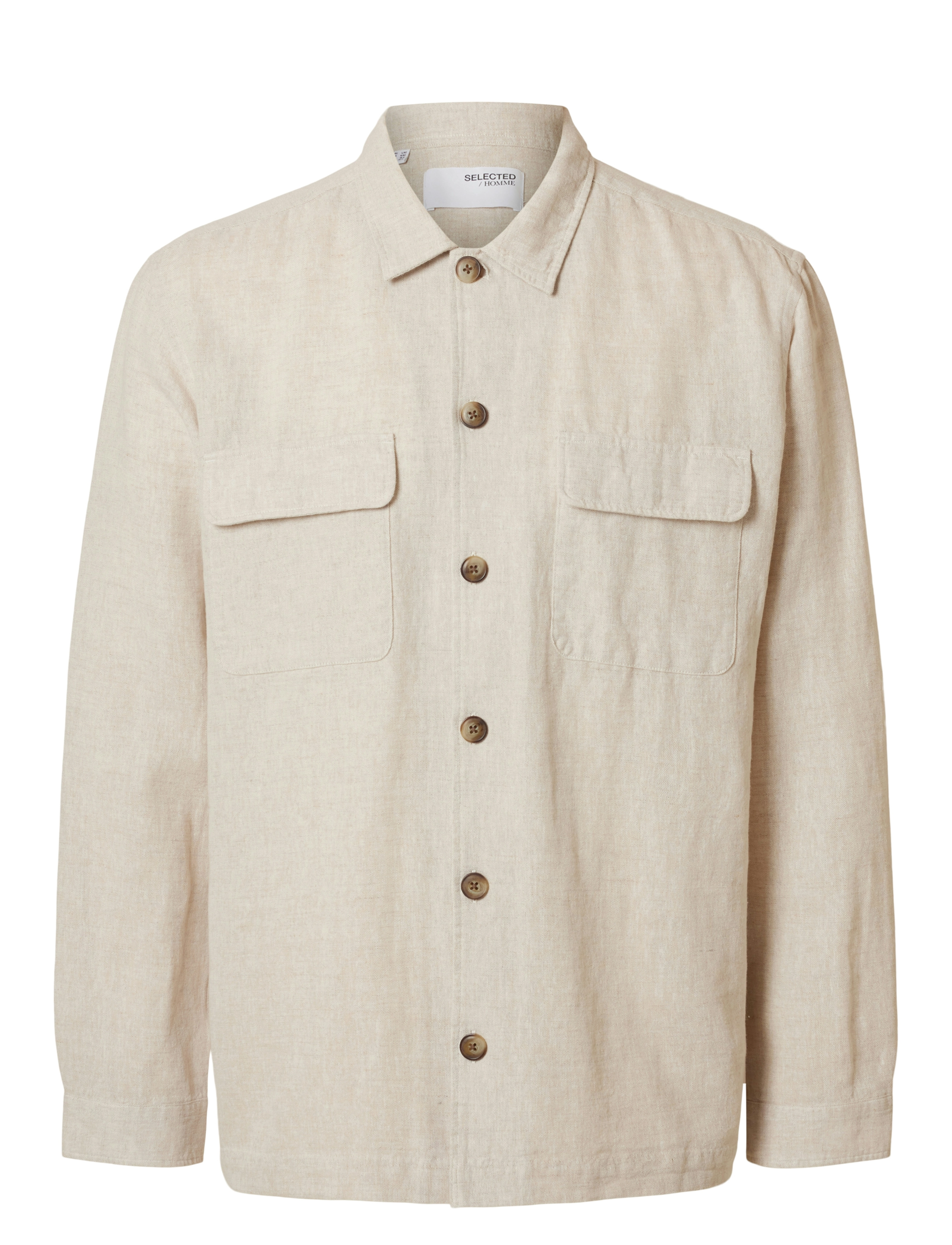 Selected SLM-LEROY LINEN BLEND OVERSHIRT LS NOOS - Deals - PURE CASHMERE / beige