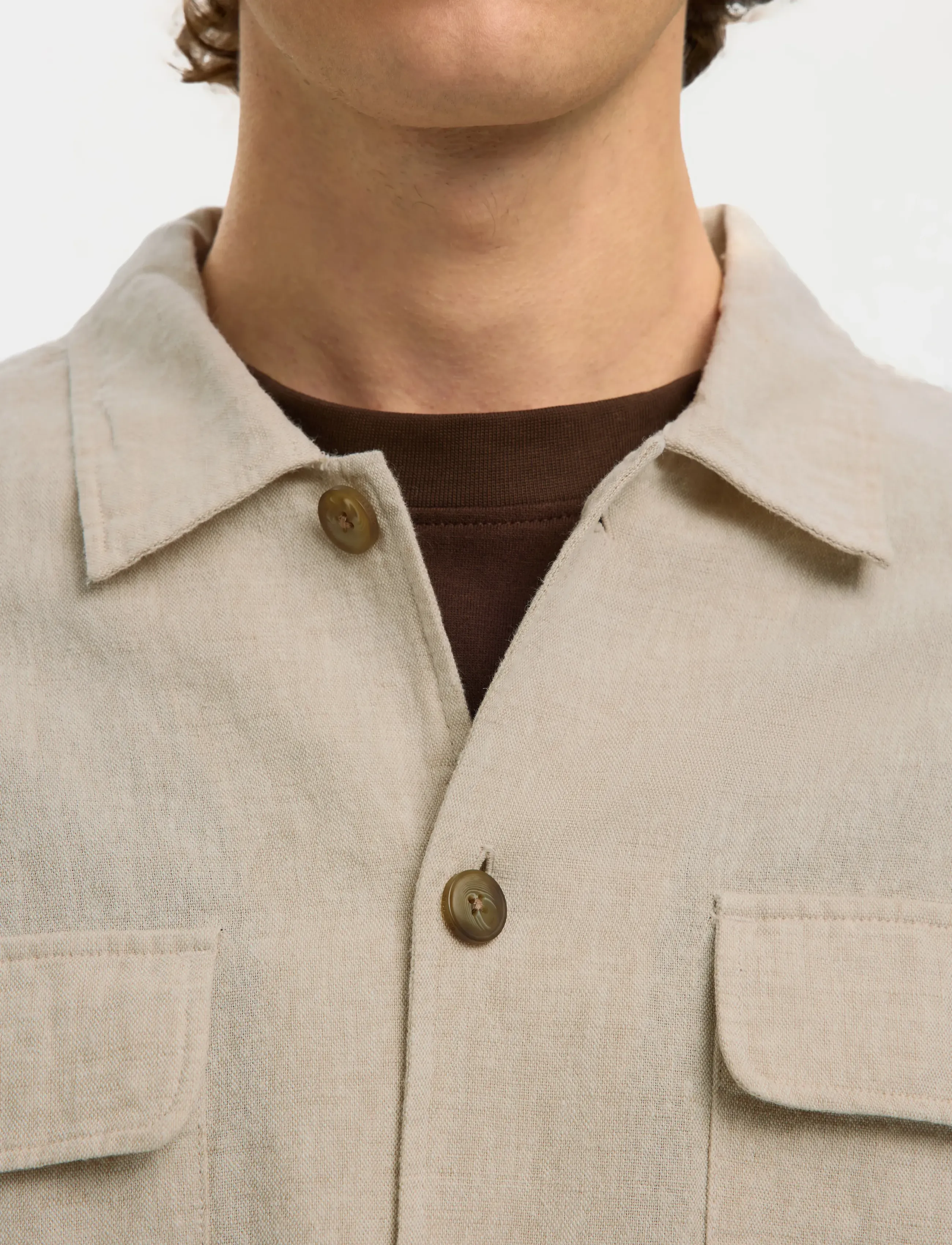 Selected - SLM-LEROY LINEN BLEND OVERSHIRT LS NOOS - vacation essentials - pure cashmere - 4