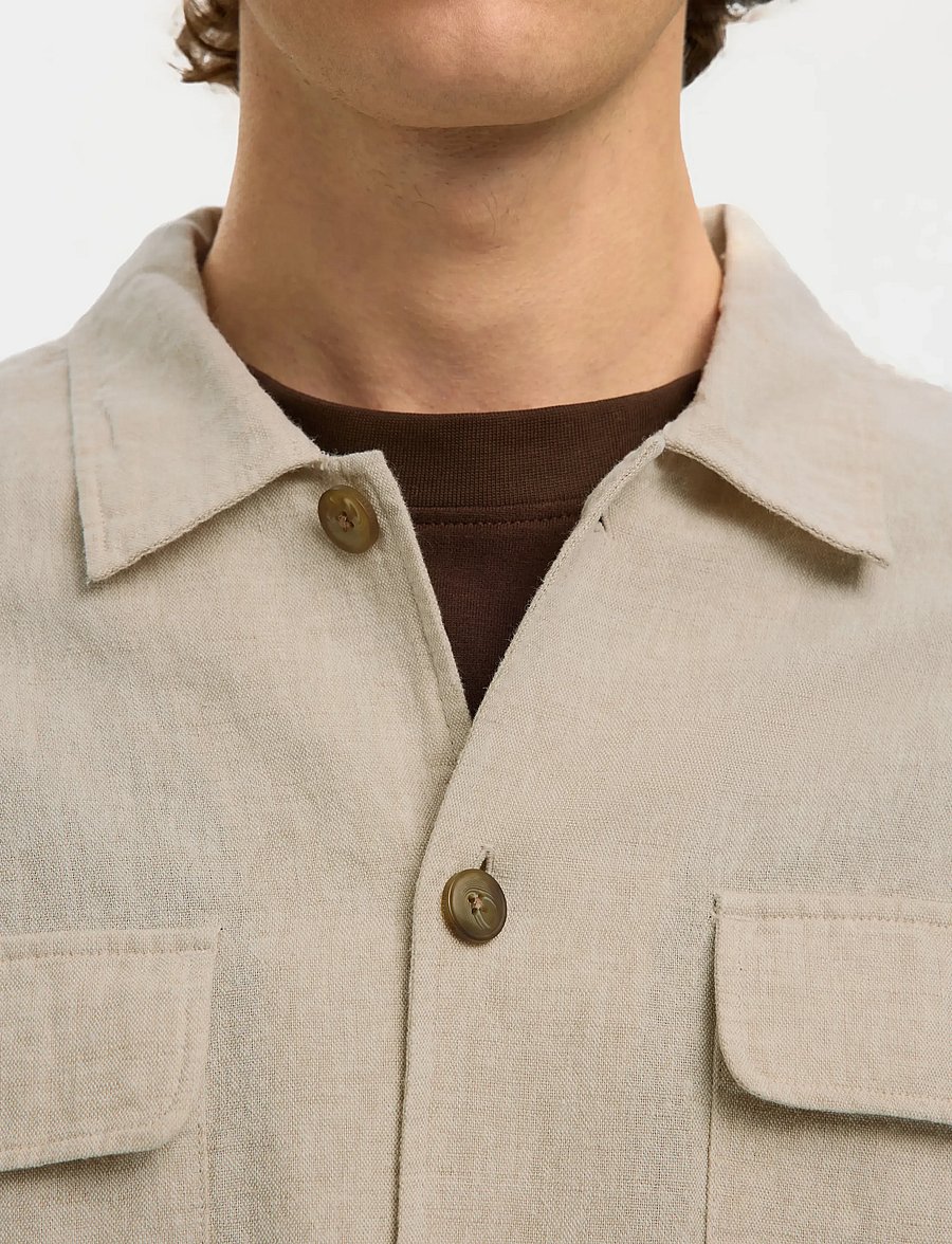 Selected - SLM-LEROY LINEN BLEND OVERSHIRT LS NOOS - summer essentials - pure cashmere - 4