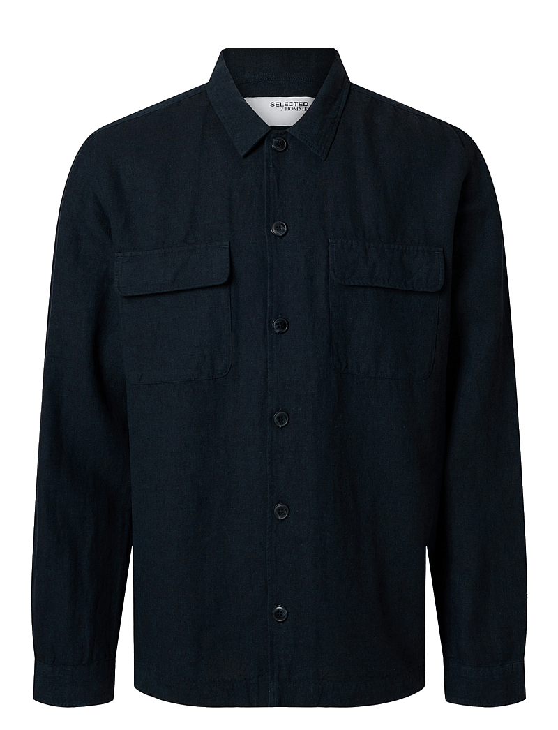 Selected - SLM-LEROY LINEN BLEND OVERSHIRT LS NOOS - shoppa efter tillfälle - sky captain - 1