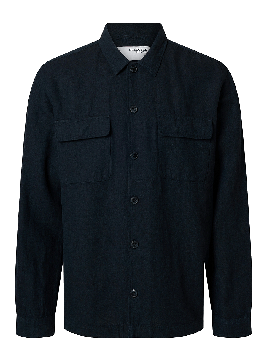 Selected - SLM-LEROY LINEN BLEND OVERSHIRT LS NOOS - feriefavoritter - sky captain - 1
