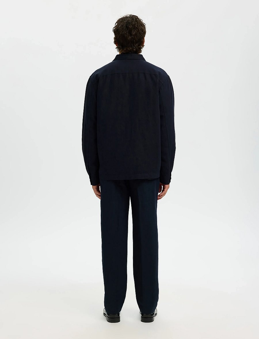 Selected - SLM-LEROY LINEN BLEND OVERSHIRT LS NOOS - feriefavoritter - sky captain - 2