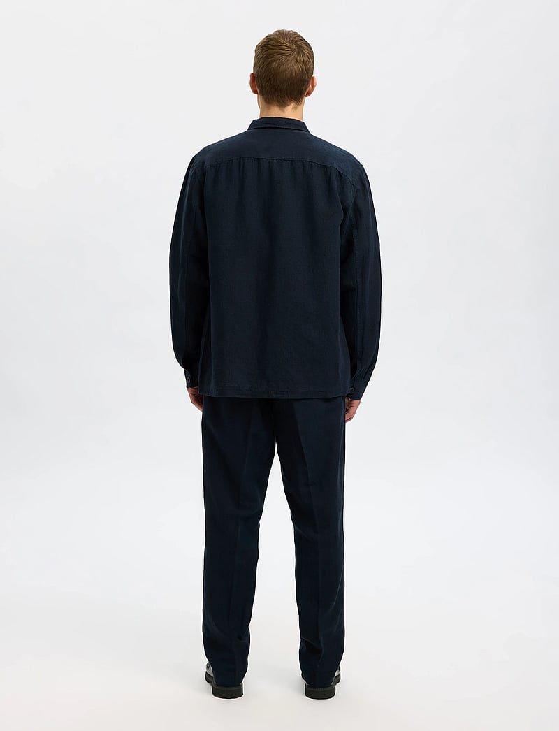 Selected - SLM-LEROY LINEN BLEND OVERSHIRT LS NOOS - shoppa efter tillfälle - sky captain - 3