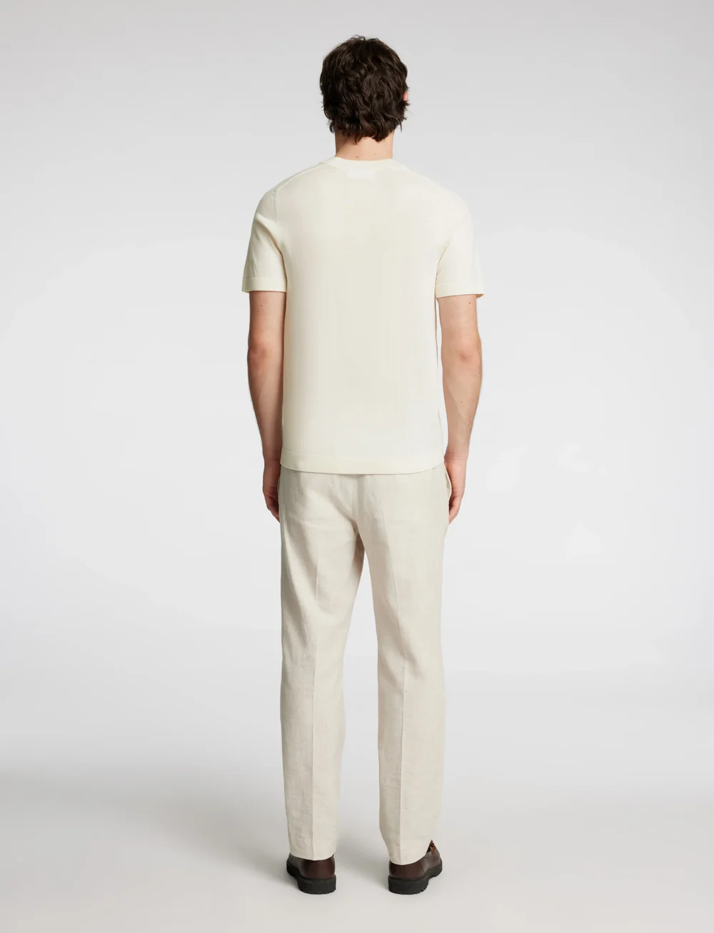 Selected - SLHTRAY SS KNIT MERINO CREW NECK - stutterma bolir - egret - 2