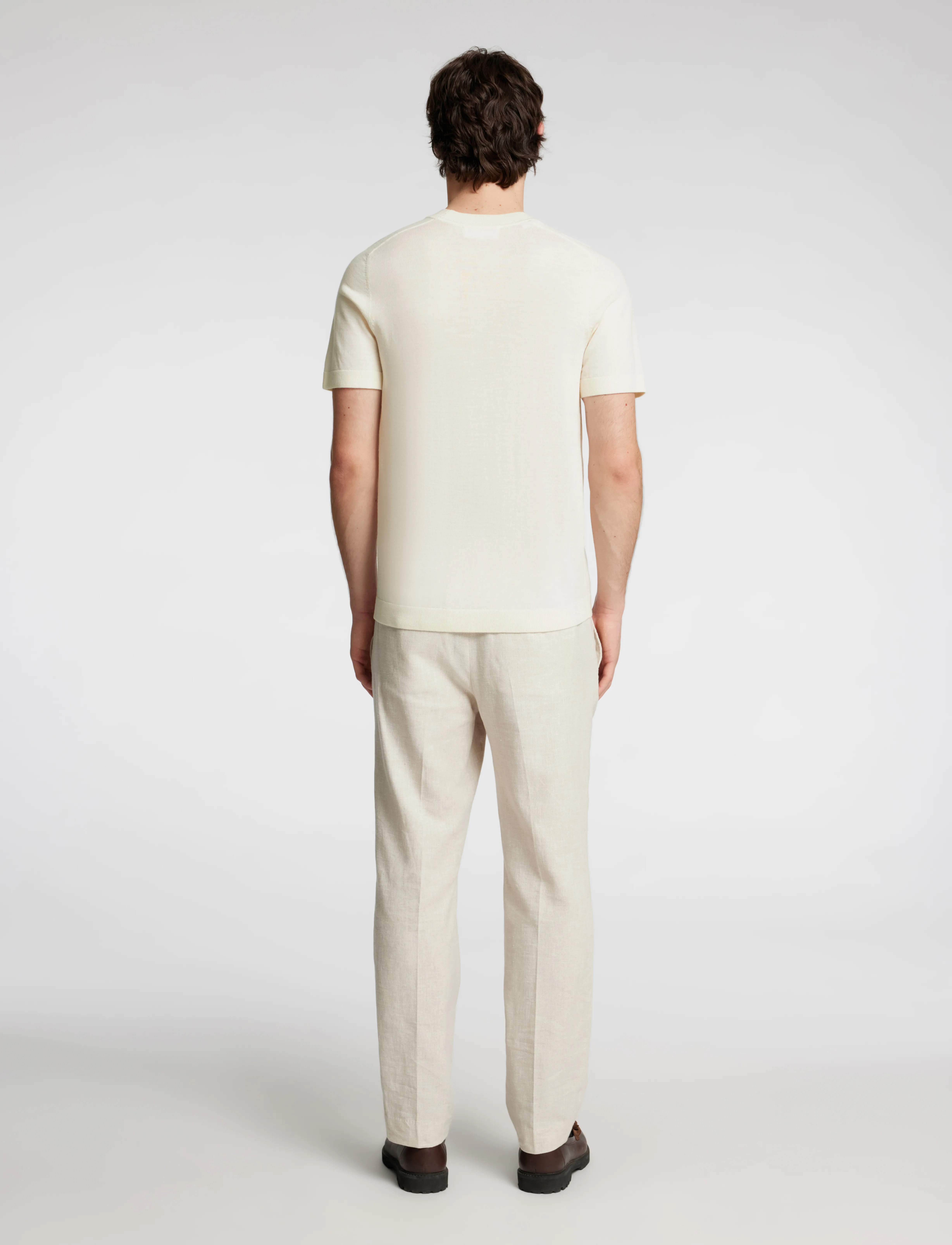 Selected - SLHTRAY SS KNIT MERINO CREW NECK NOOS - kurzärmelig - egret - 2