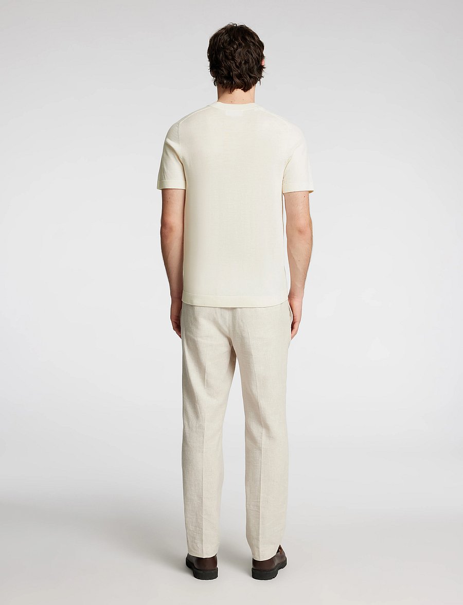 Selected - SLHTRAY SS KNIT MERINO CREW NECK NOOS - kurzärmelig - egret - 2
