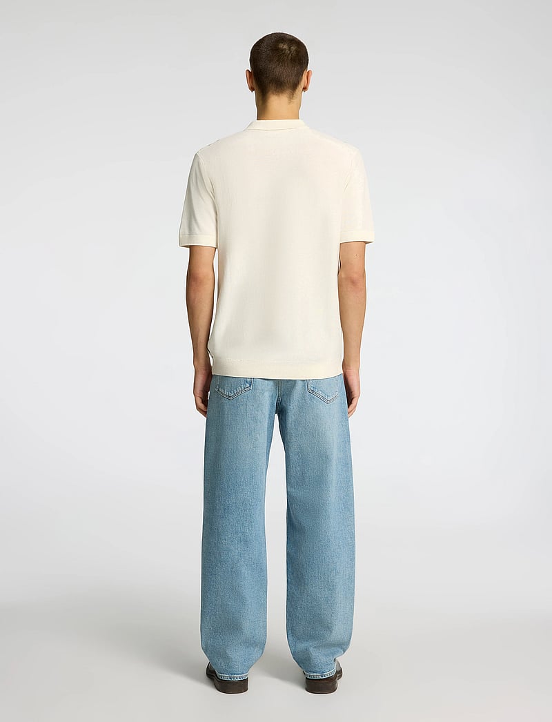 Selected - SLHMATTIS SS KNIT STRIPE POLO CARDIGAN - kardiganid - egret - 2