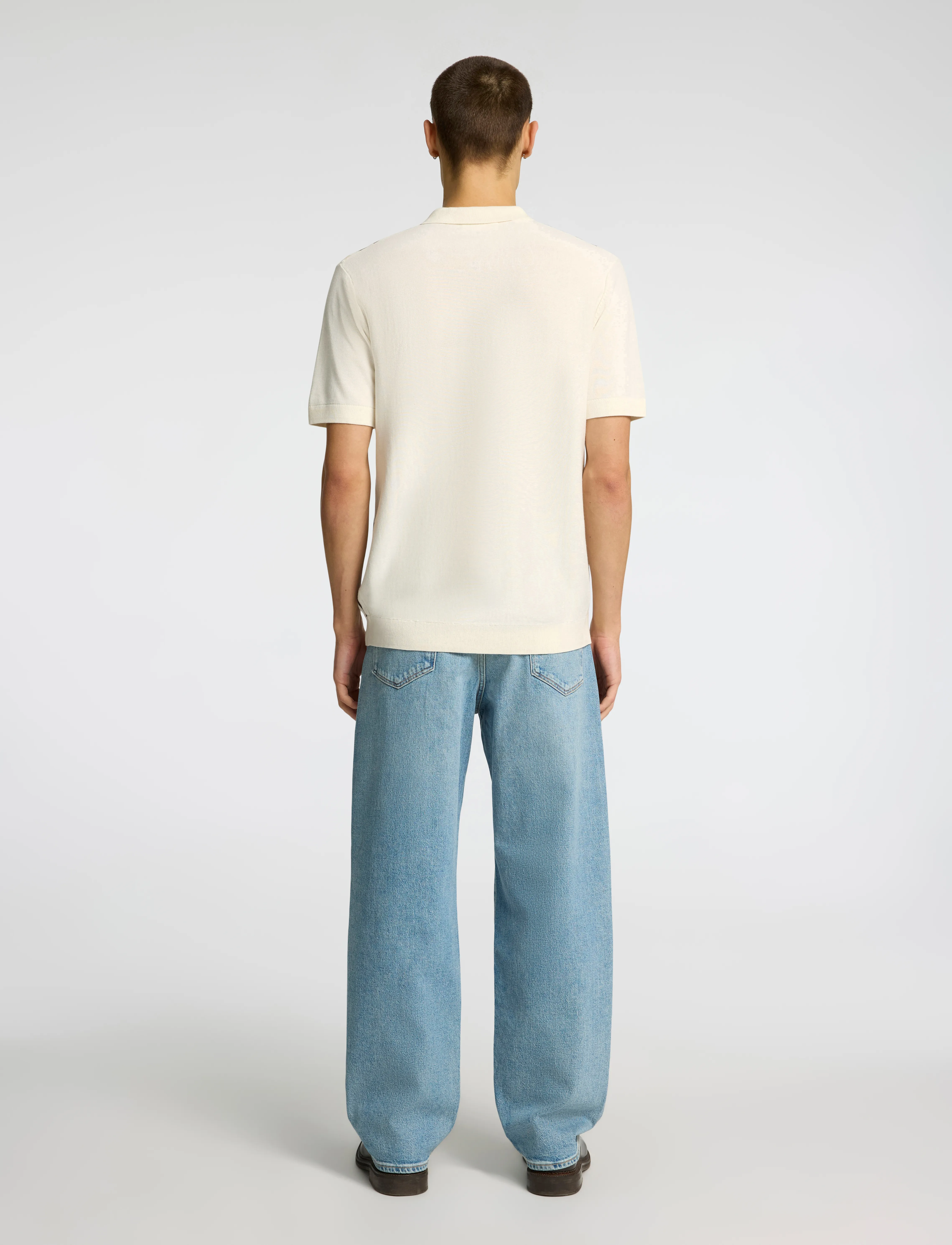 Selected - SLHMATTIS SS KNIT STRIPE POLO CARDIGAN - cardigans - egret - 2