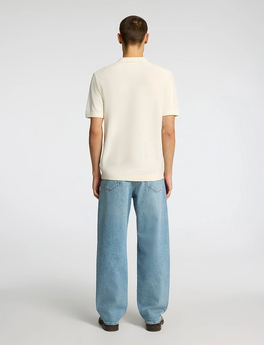 Selected - SLHMATTIS SS KNIT STRIPE POLO CARDIGAN - strickjacken - egret - 2