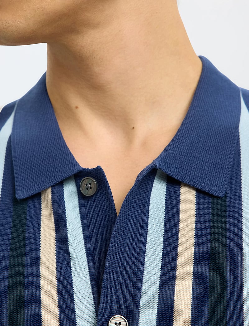 Selected - SLHMATTIS SS KNIT STRIPE POLO CARDIGAN - cardigans - oceana - 4