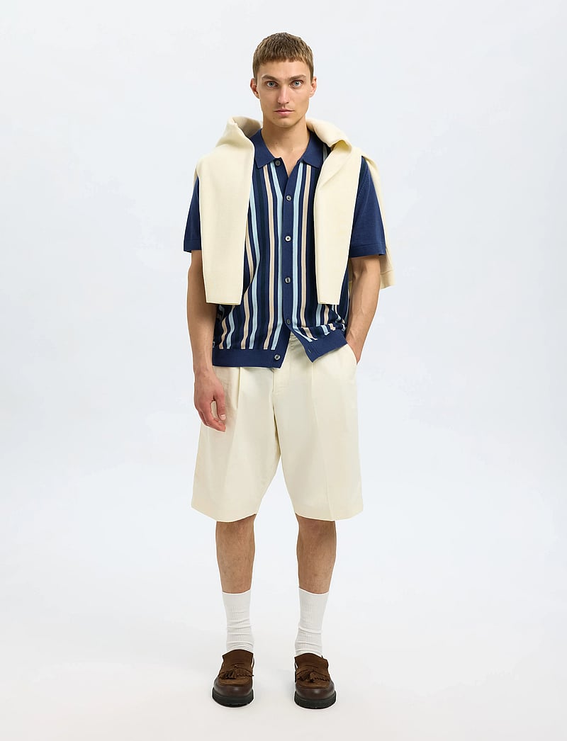 Selected - SLHMATTIS SS KNIT STRIPE POLO CARDIGAN - cardigans - oceana - 5