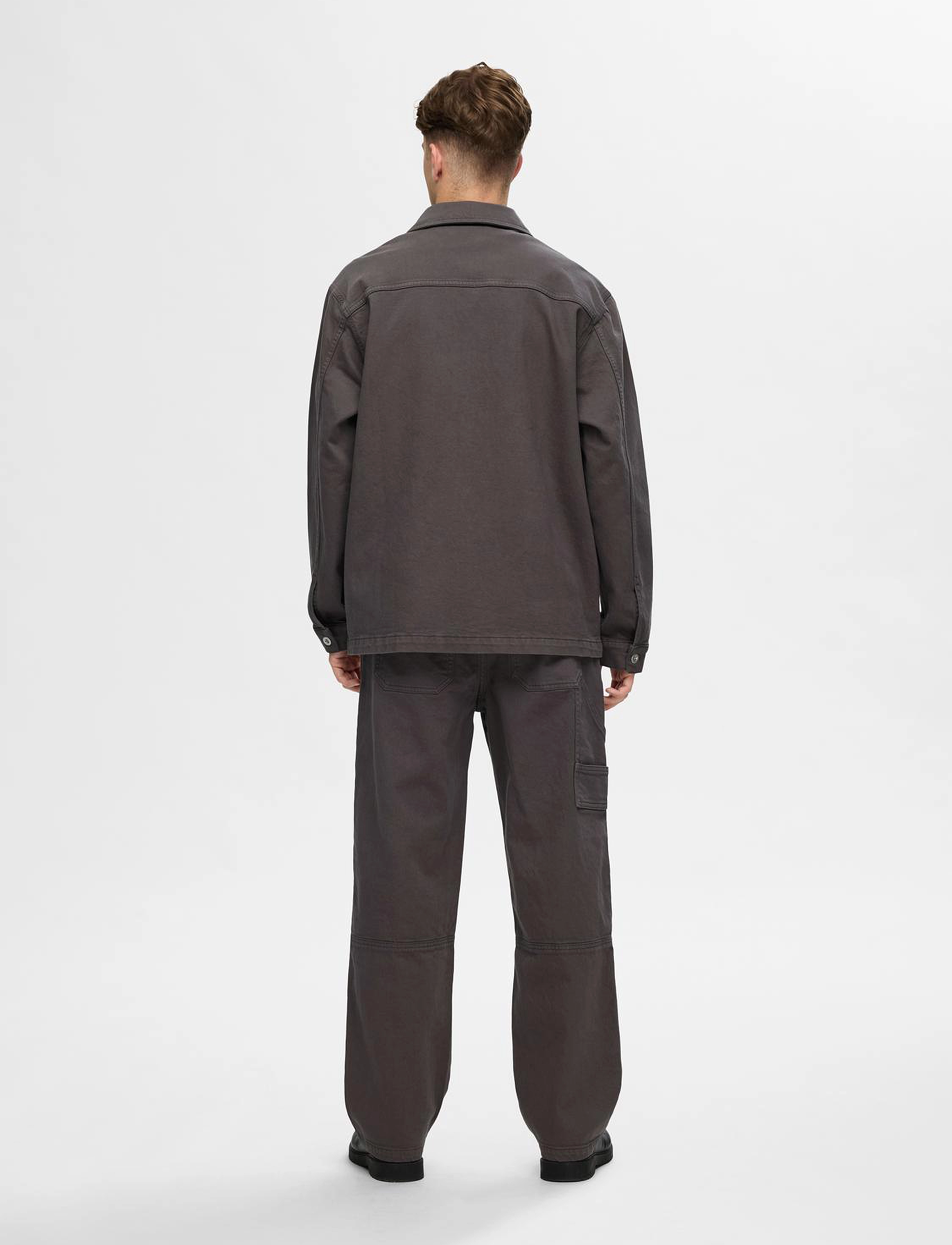 Selected Homme - SLHBOXY-CARPENTER OVERSHIRT EX - volcanic ash - 5