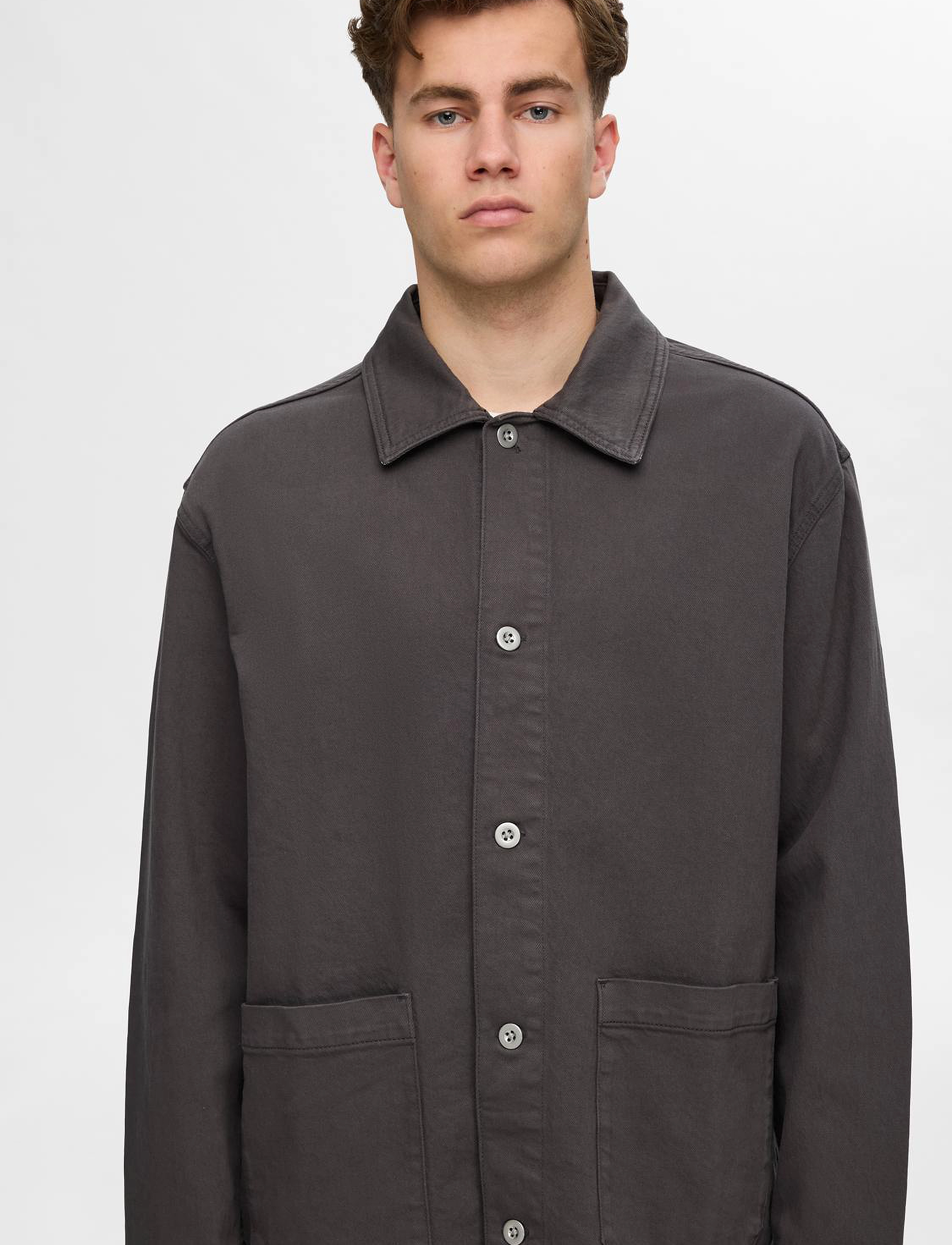 Selected Homme - SLHBOXY-CARPENTER OVERSHIRT EX - volcanic ash - 2