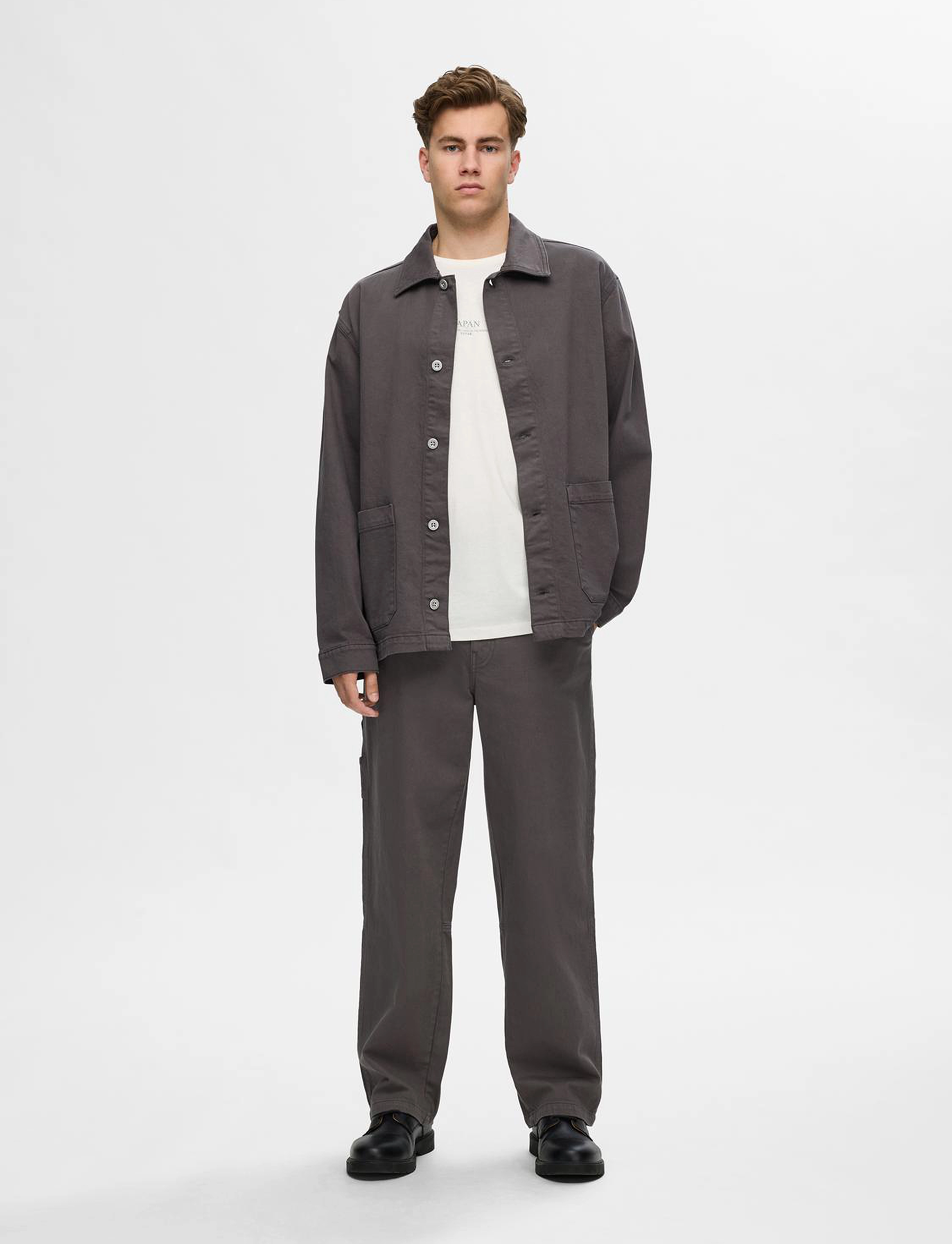 Selected Homme - SLHBOXY-CARPENTER OVERSHIRT EX - volcanic ash - 3