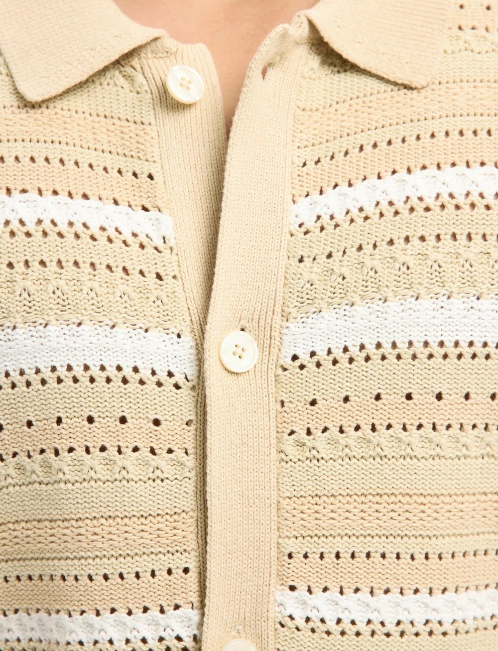 Selected - SLHPALO SS KNIT CROCHET POLO CARDIGAN - cardigans - oatmeal - 2