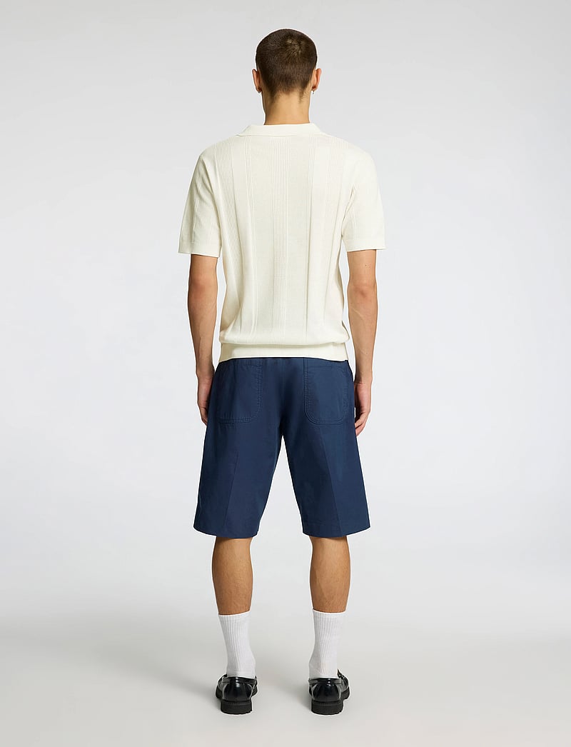 Selected - SLHCHANNING SS KNIT STRUCTURE OPEN POLO - gestrickte polohemden - egret - 2