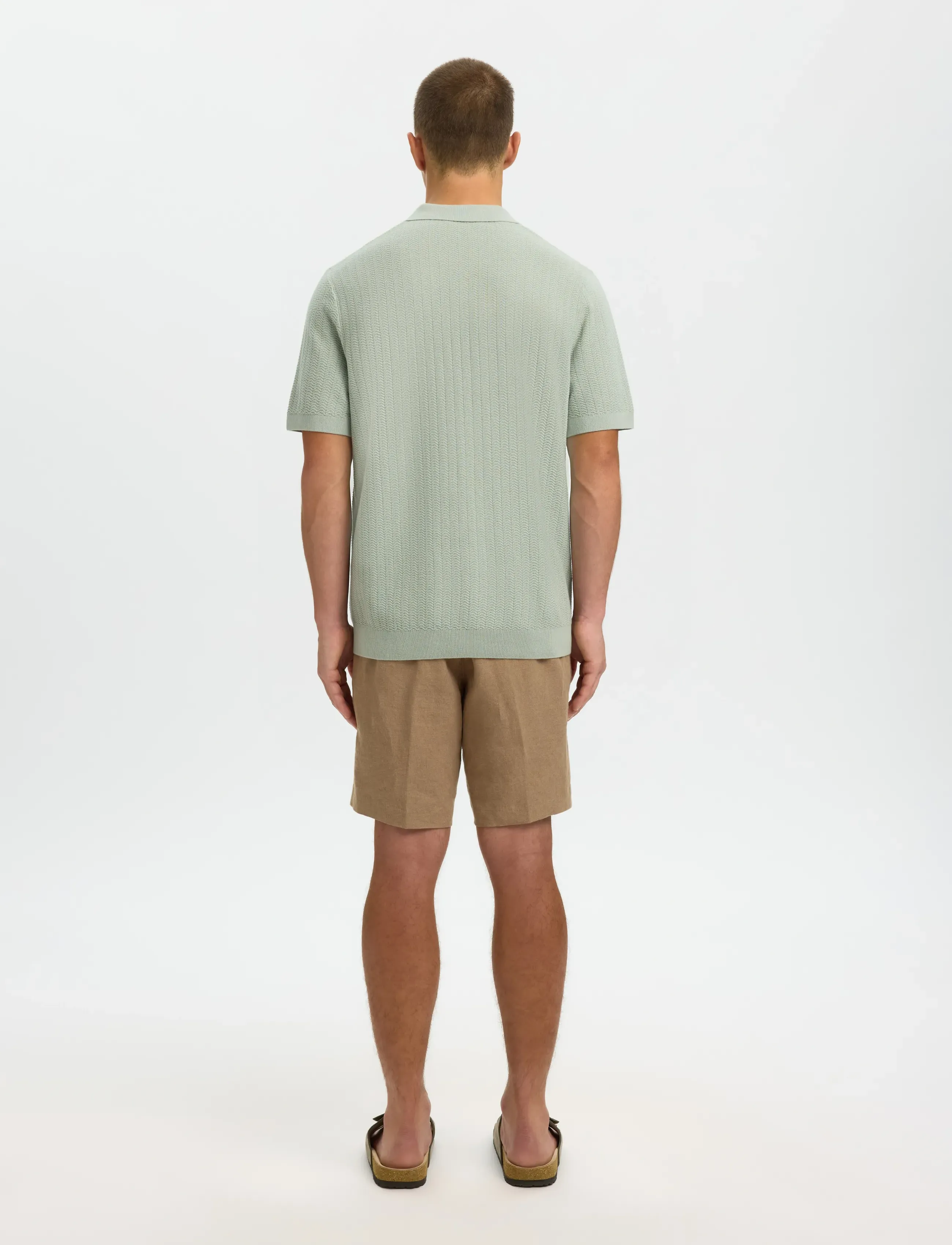 Selected - SLMCRAN SS KNIT STRUCTURE ZIP POLO NOOS - kootud polosärgid - aqua gray - 2