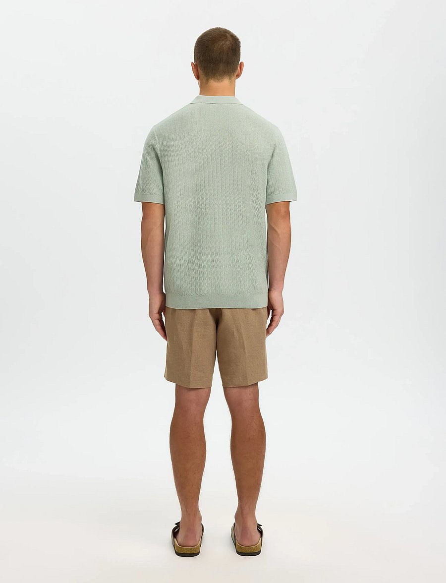Selected - SLMCRAN SS KNIT STRUCTURE ZIP POLO NOOS - kootud polosärgid - aqua gray - 2