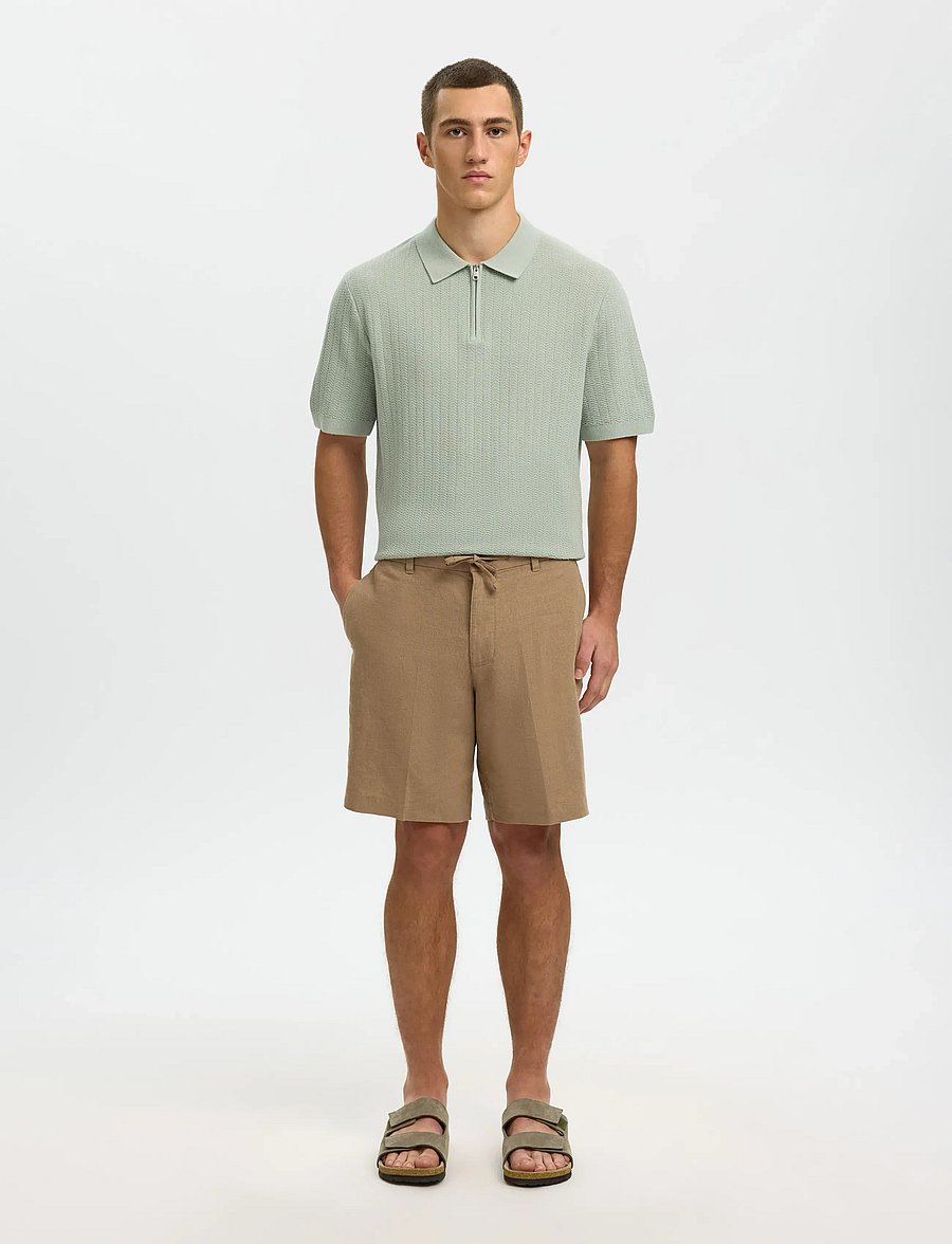 Selected - SLMCRAN SS KNIT STRUCTURE ZIP POLO NOOS - kootud polosärgid - aqua gray - 3
