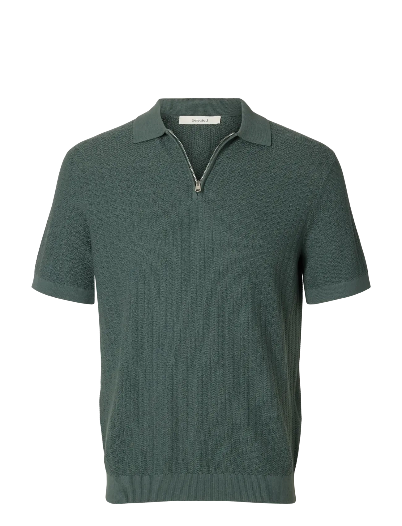 Selected SLMCRAN SS KNIT STRUCTURE ZIP POLO NOOS - Strik - BALSAM GREEN / green