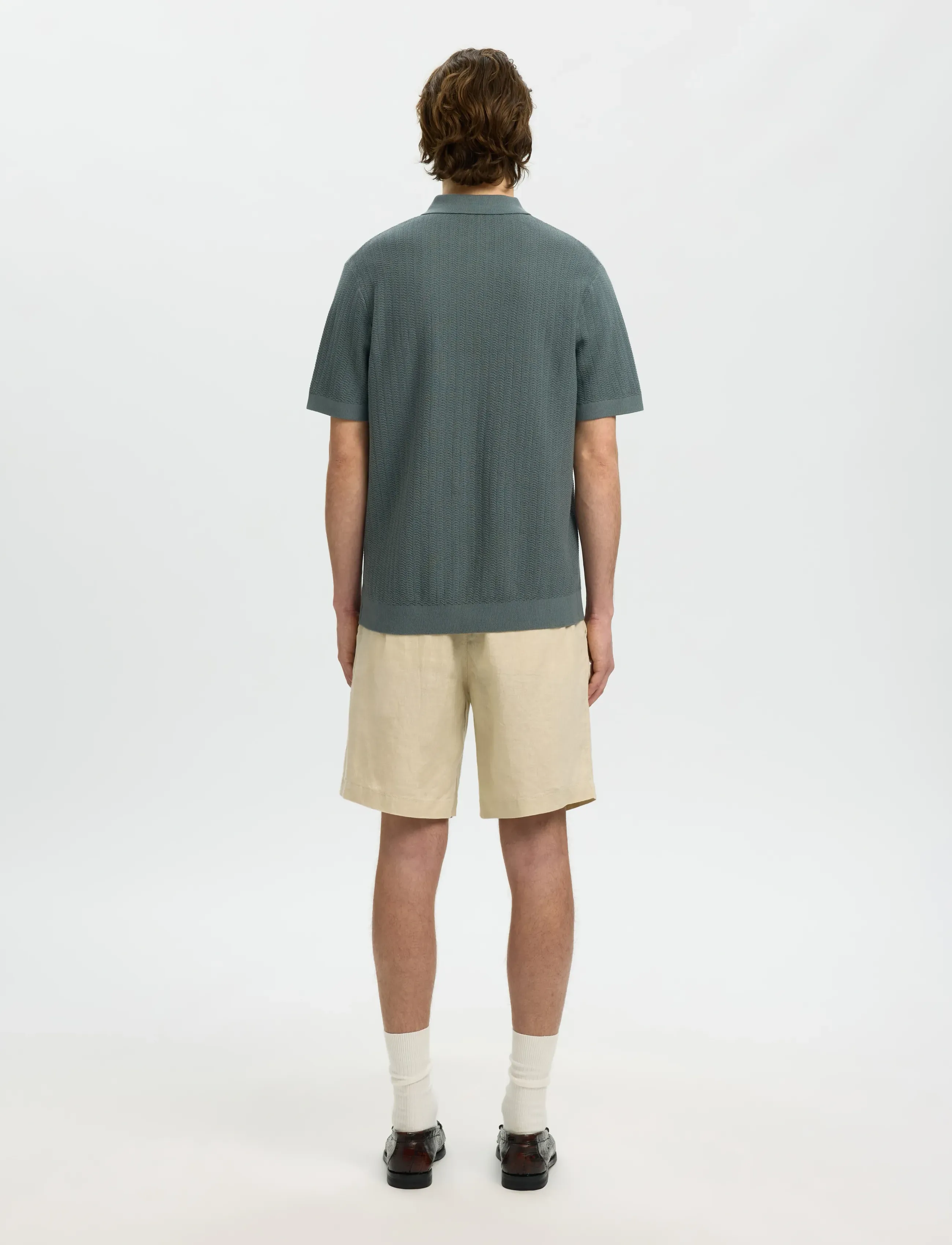 Slmcran Ss Knit Structure Zip Polo Noos 2