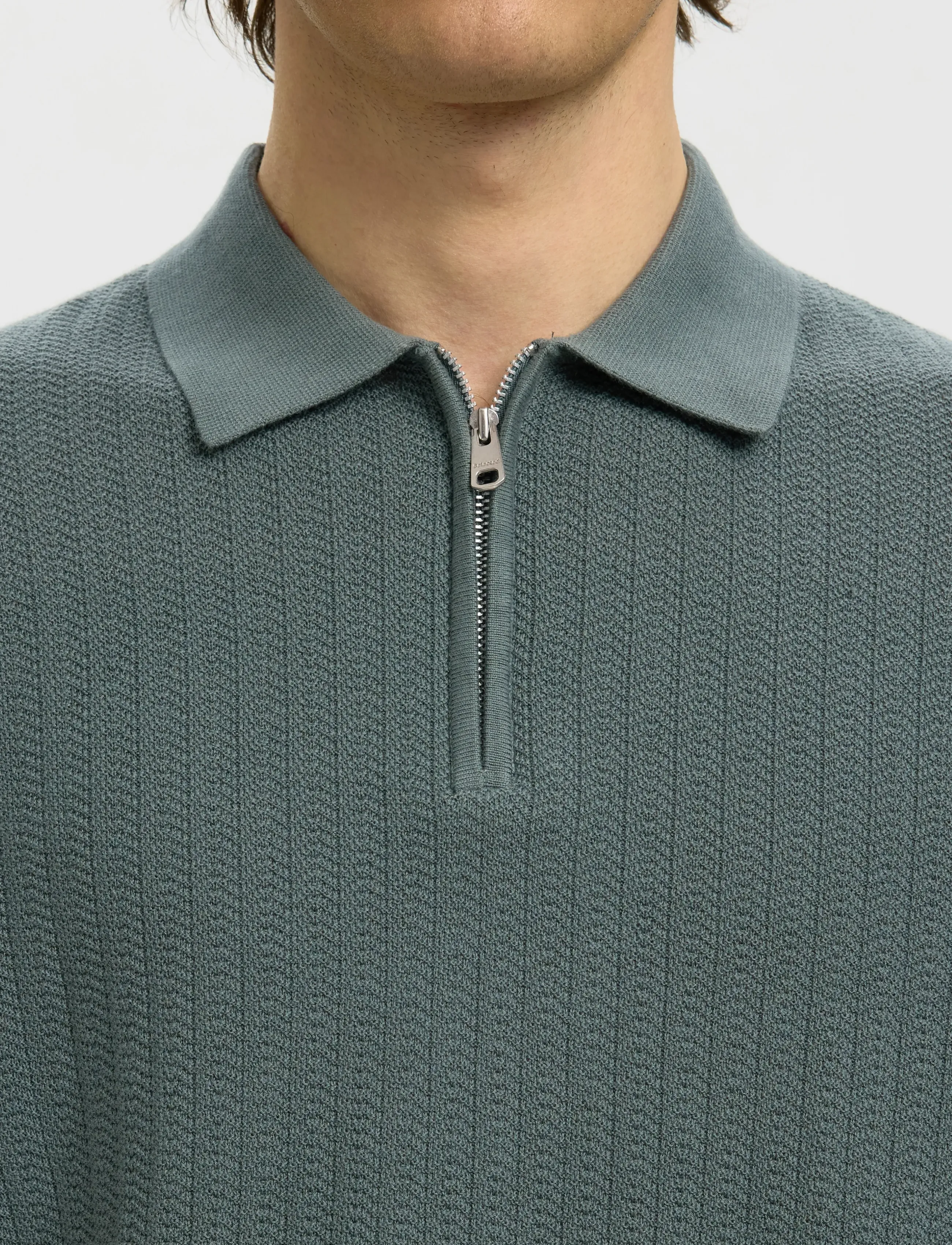 Slmcran Ss Knit Structure Zip Polo Noos 4