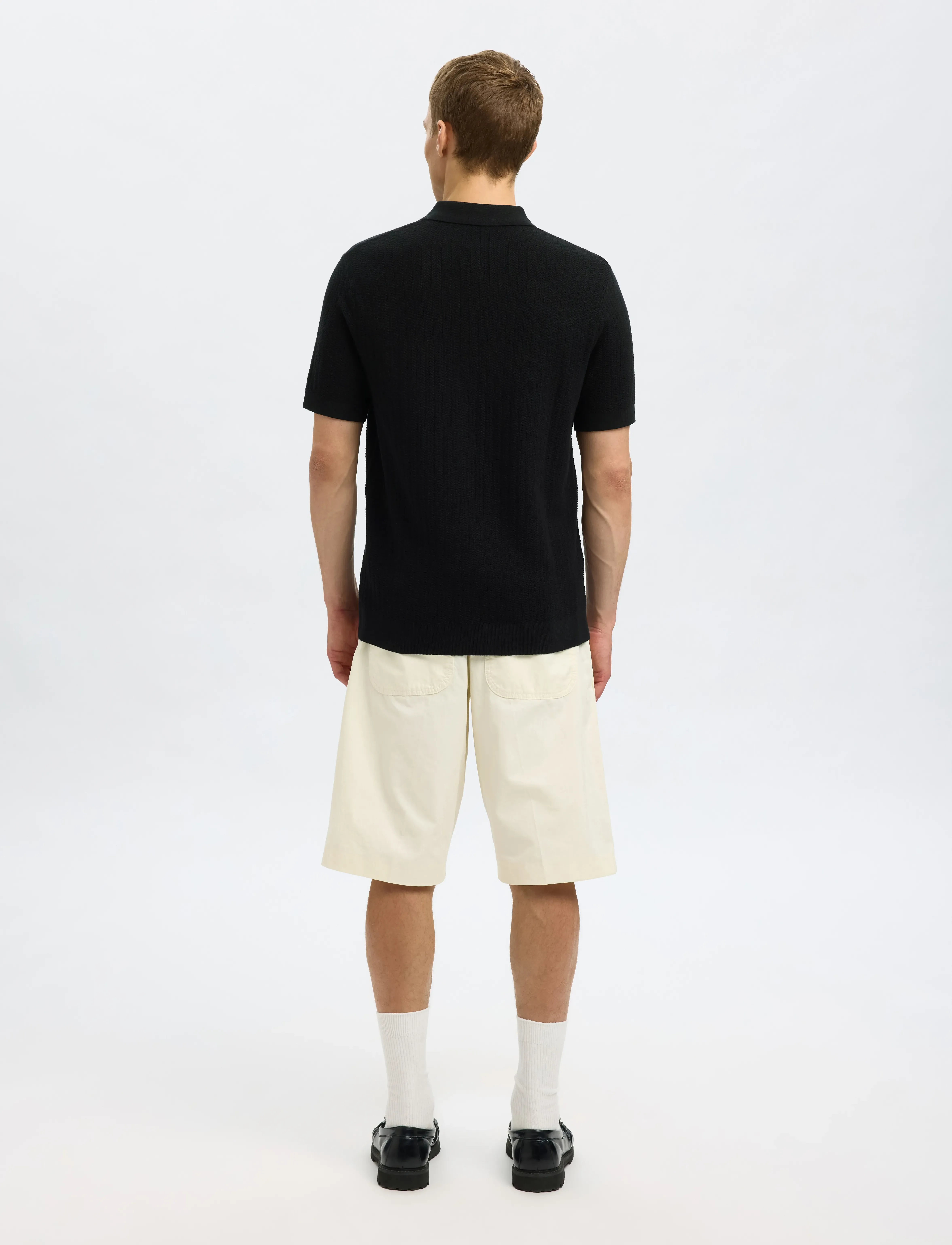 Slmcran Ss Knit Structure Zip Polo Noos 5
