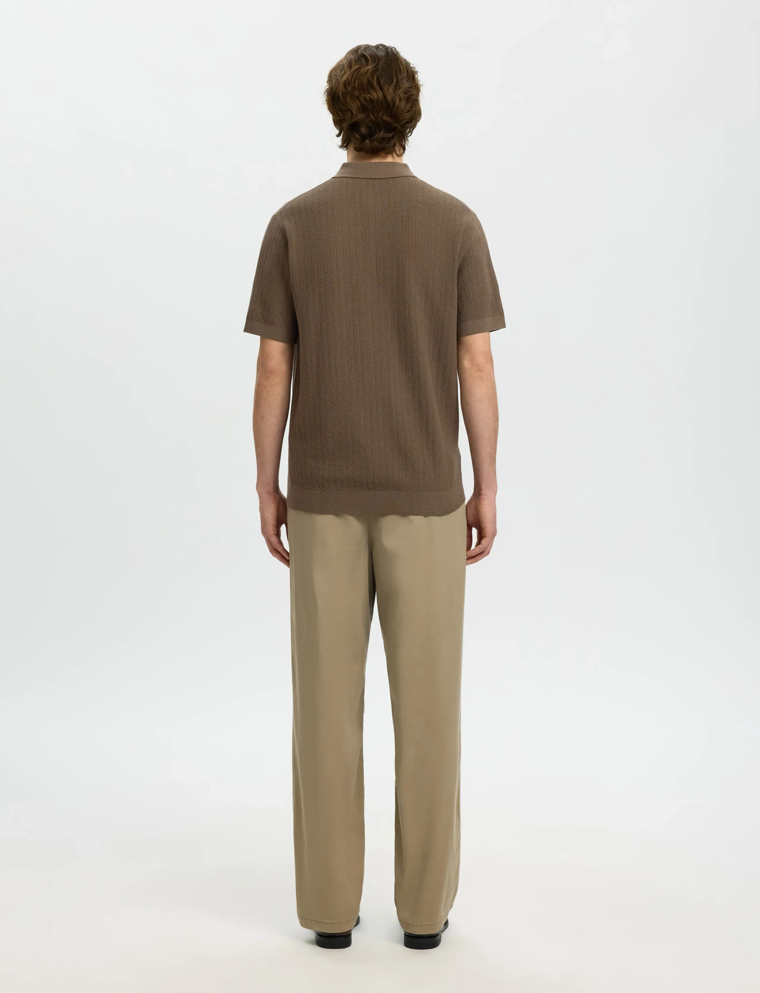 Selected - SLMCRAN SS KNIT STRUCTURE ZIP POLO NOOS - kootud polosärgid - chocolate chip - 2