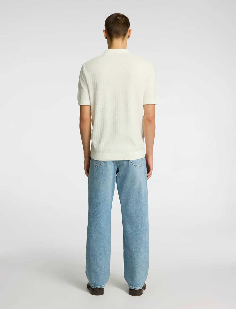 Selected - SLHCRAN SS KNIT STRUCTURE HALF ZIP POLO - kurzärmelig - egret - 2