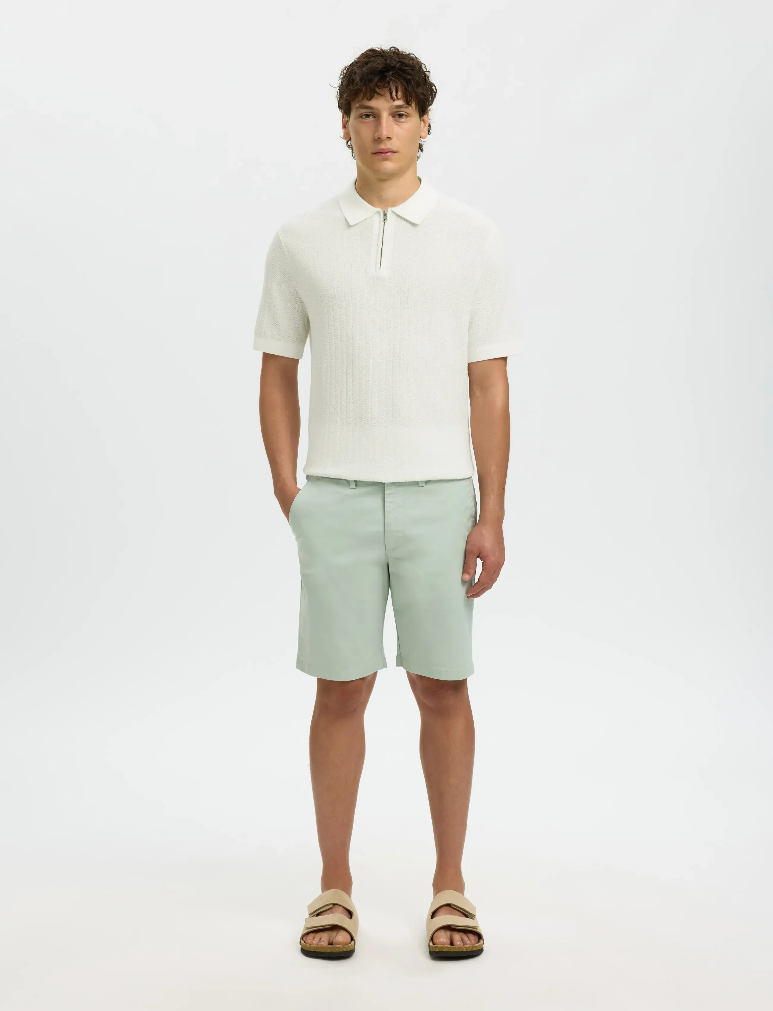 Slmcran Ss Knit Structure Zip Polo Noos 3