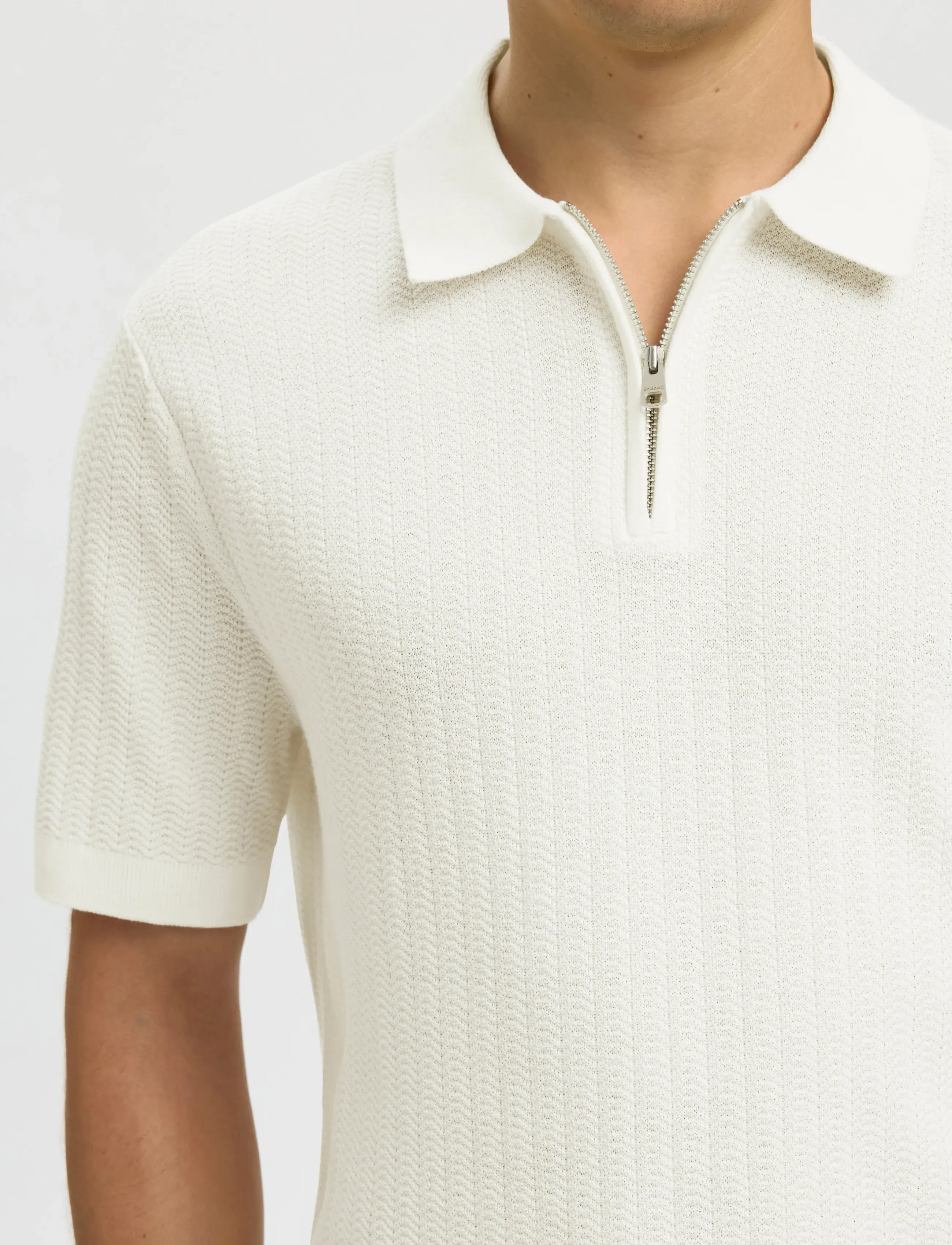Slmcran Ss Knit Structure Zip Polo Noos 4