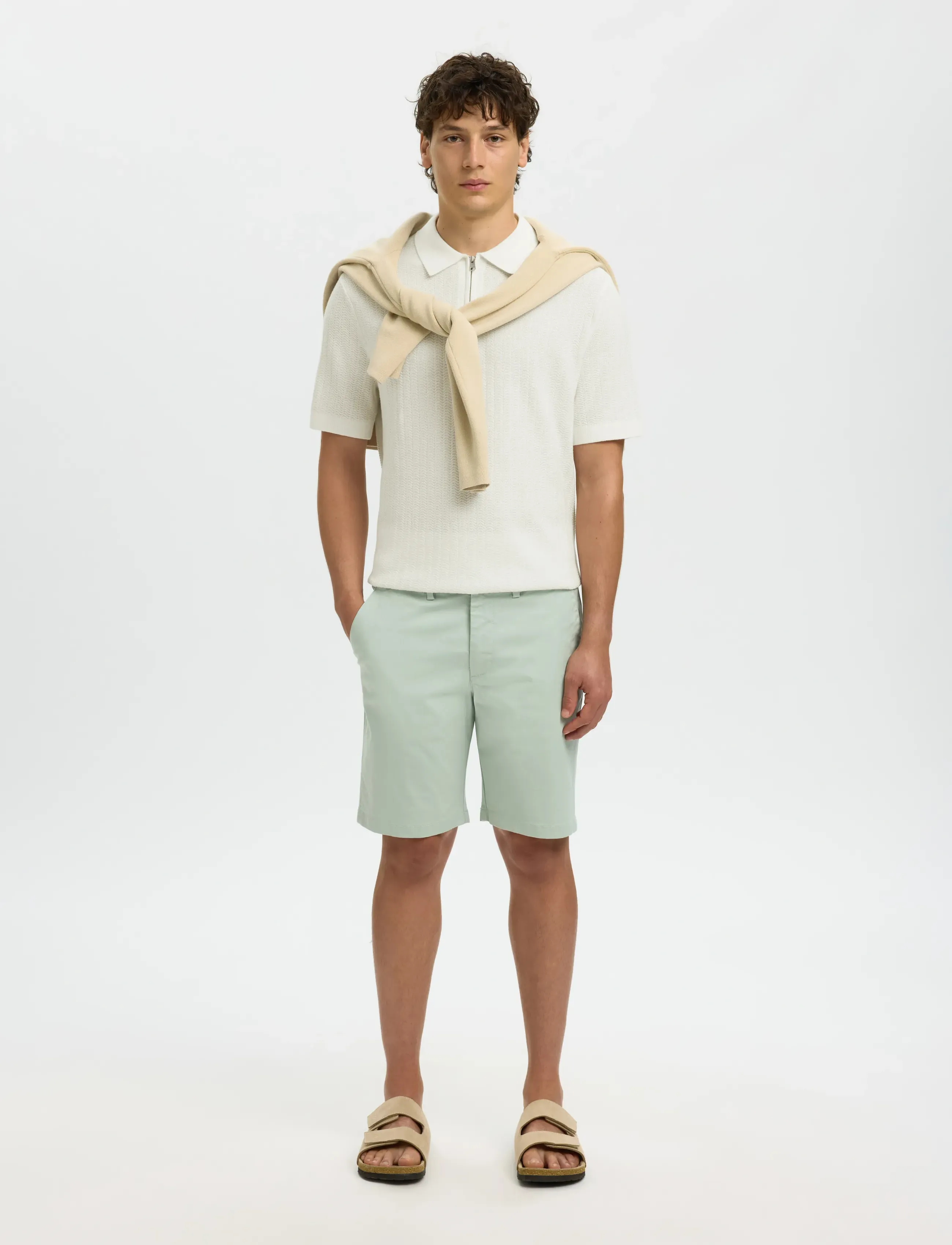 Slmcran Ss Knit Structure Zip Polo Noos 5