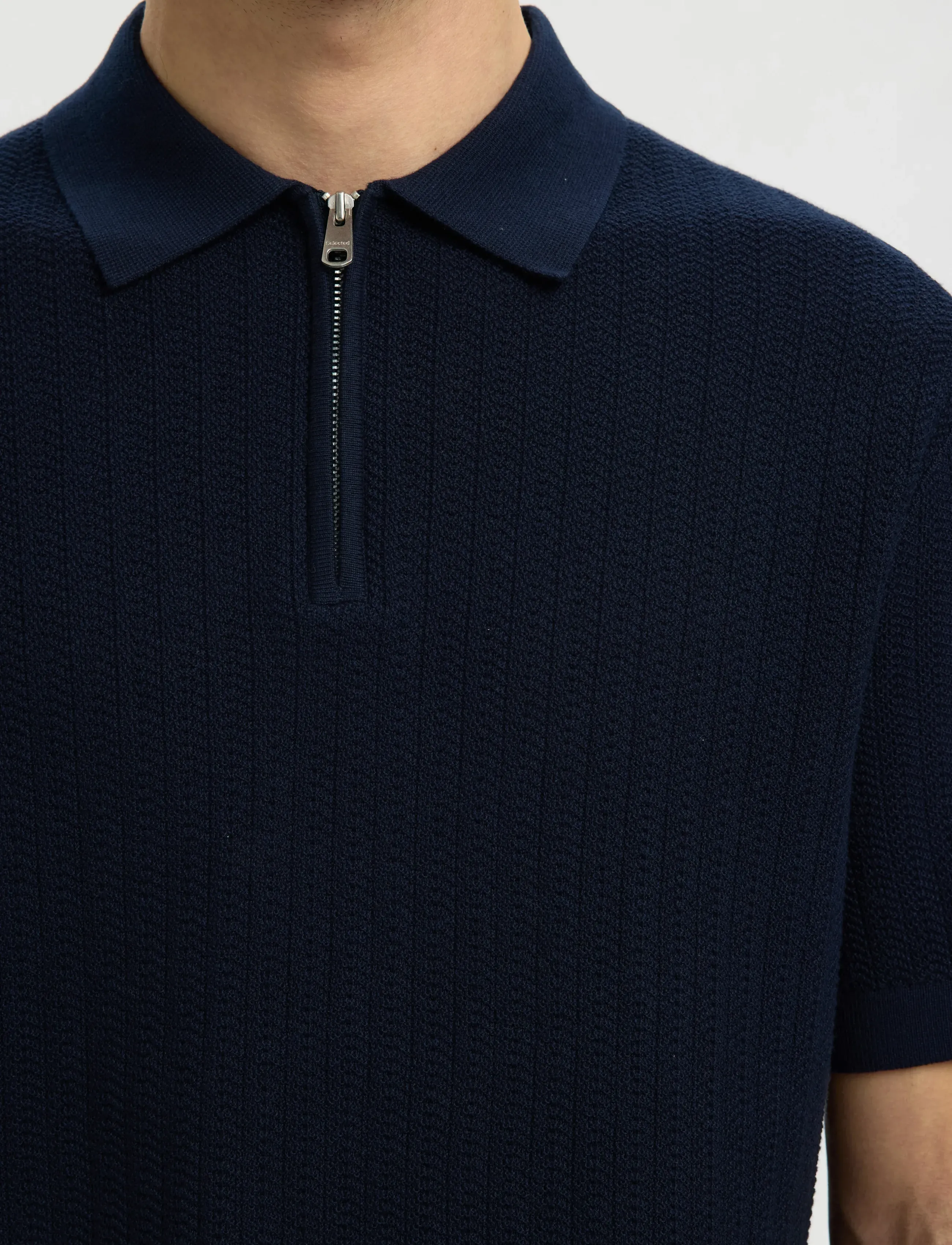 Slmcran Ss Knit Structure Zip Polo Noos 4