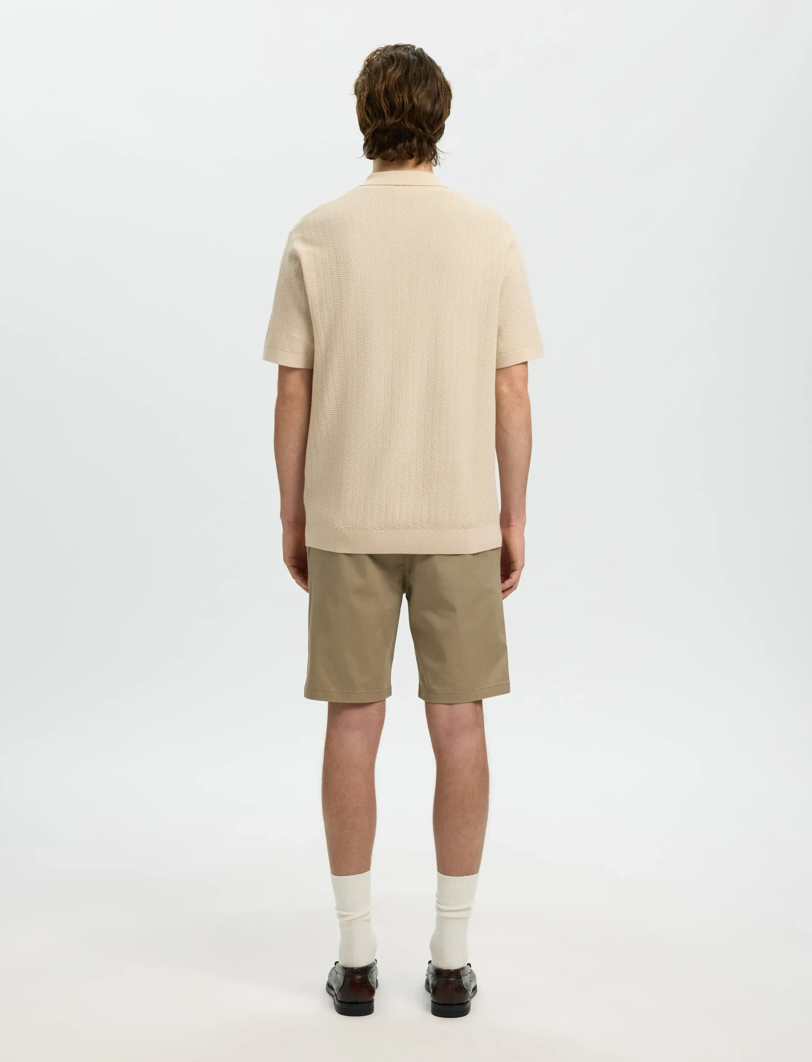 Selected - SLMCRAN SS KNIT STRUCTURE ZIP POLO NOOS - stickade pikéer - oatmeal - 2
